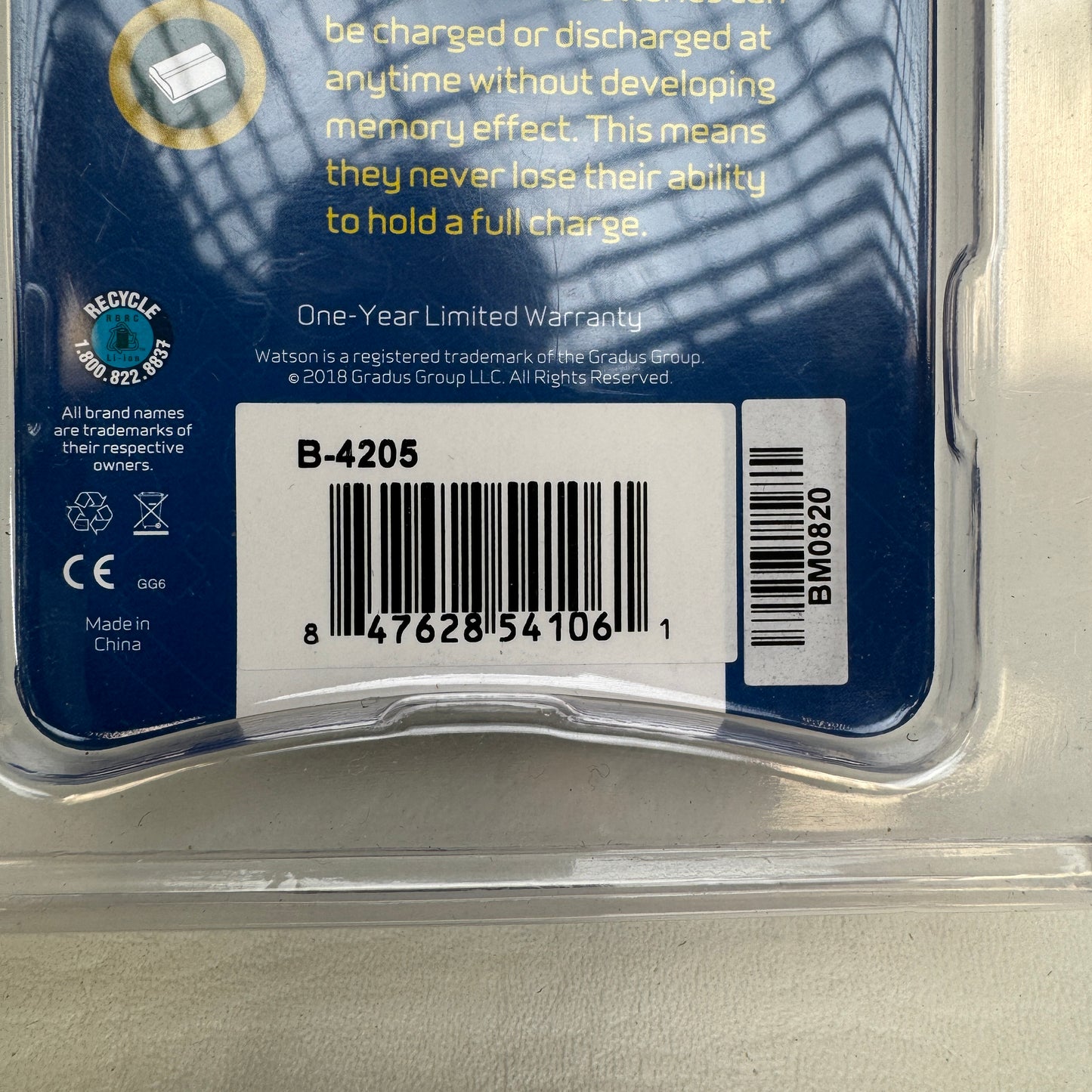 New Watson B-4205 Battery Pack BM0820