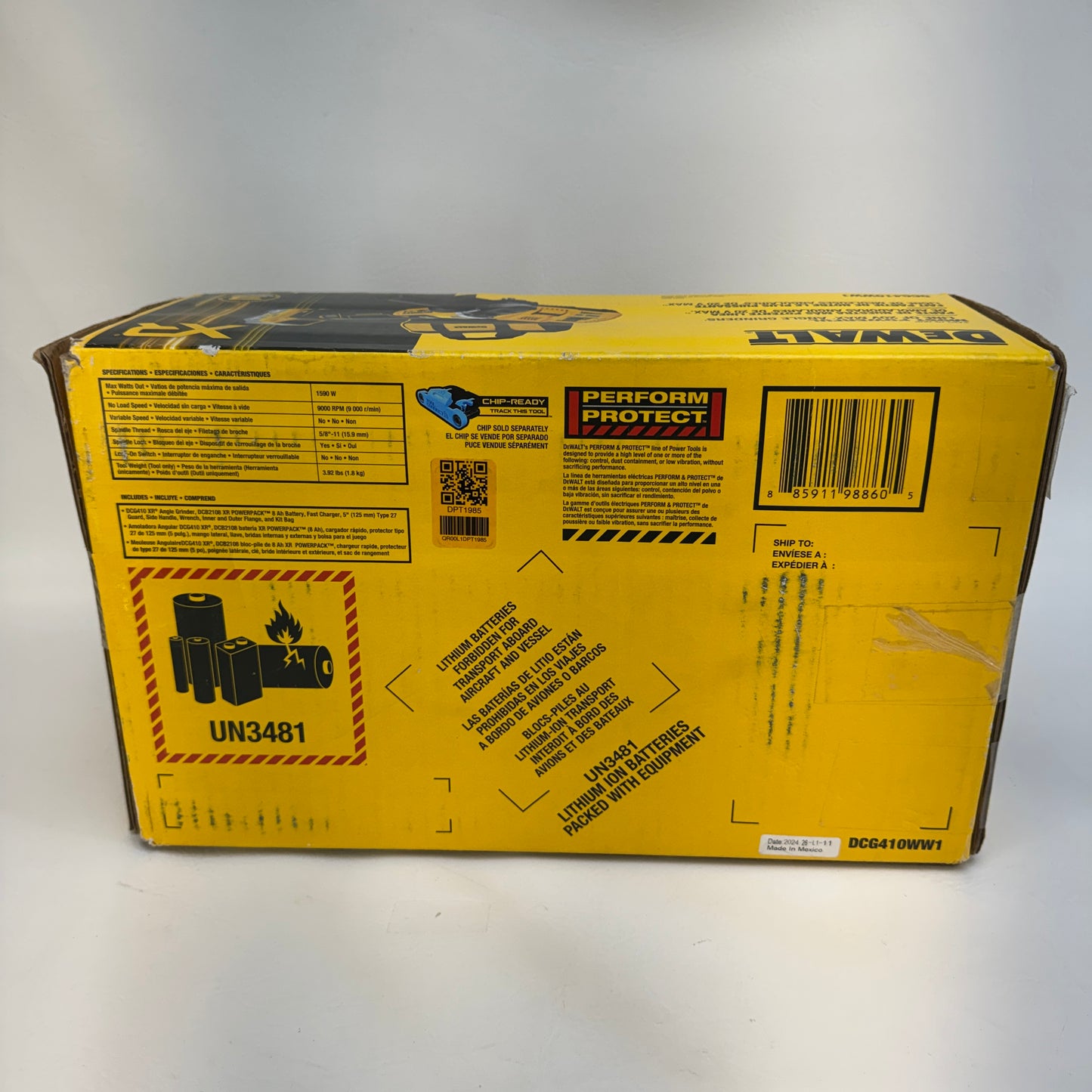 New DeWalt DCG410WW1 20V MAX Angle Grinder