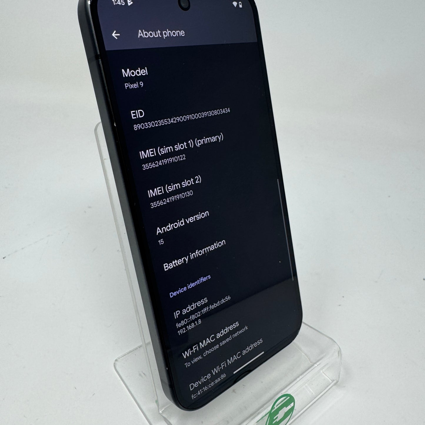 Unlocked Google Pixel 9 128GB Charcoal G2YBB