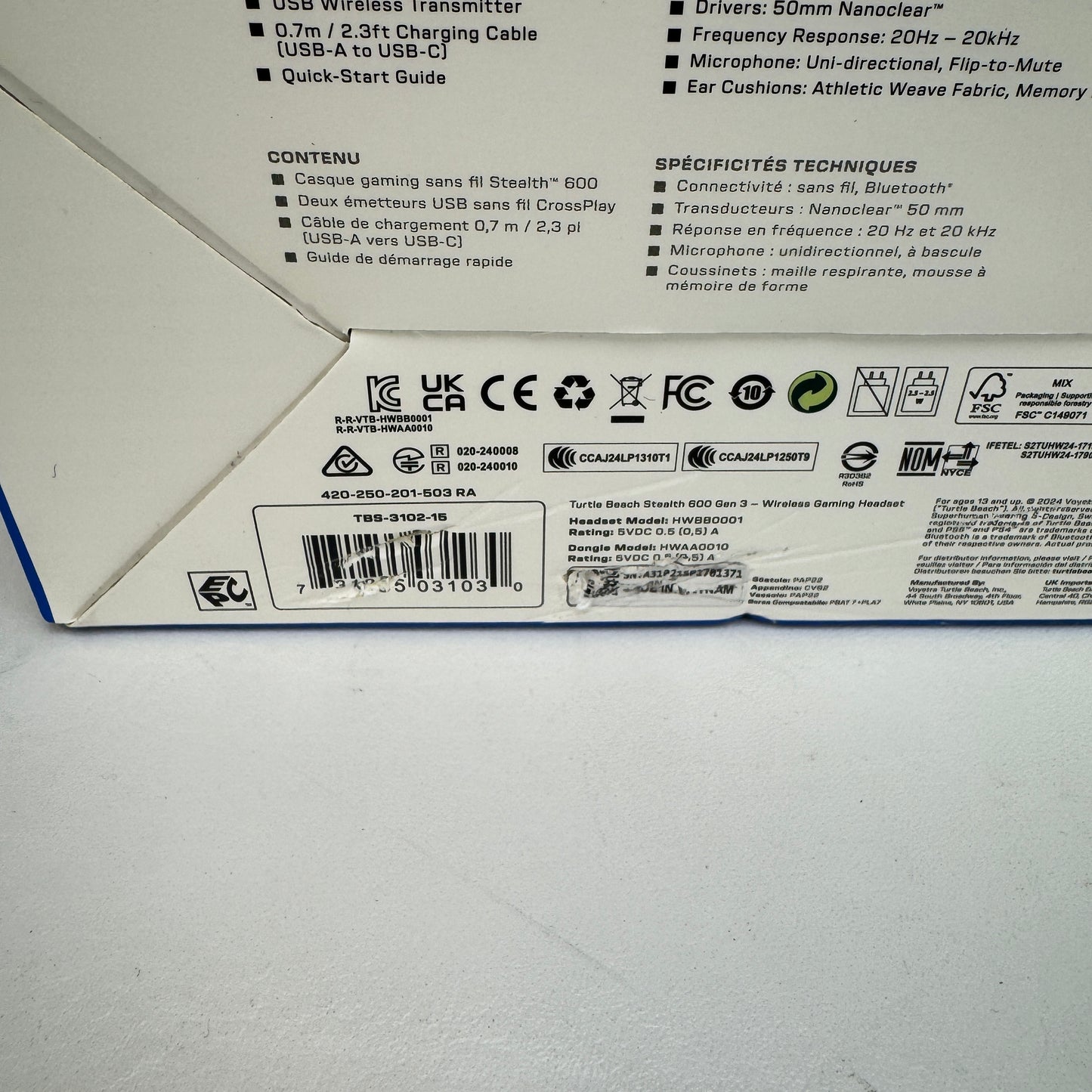 New Turtle Beach Stealth 600 Gaming Headset White HWB0001