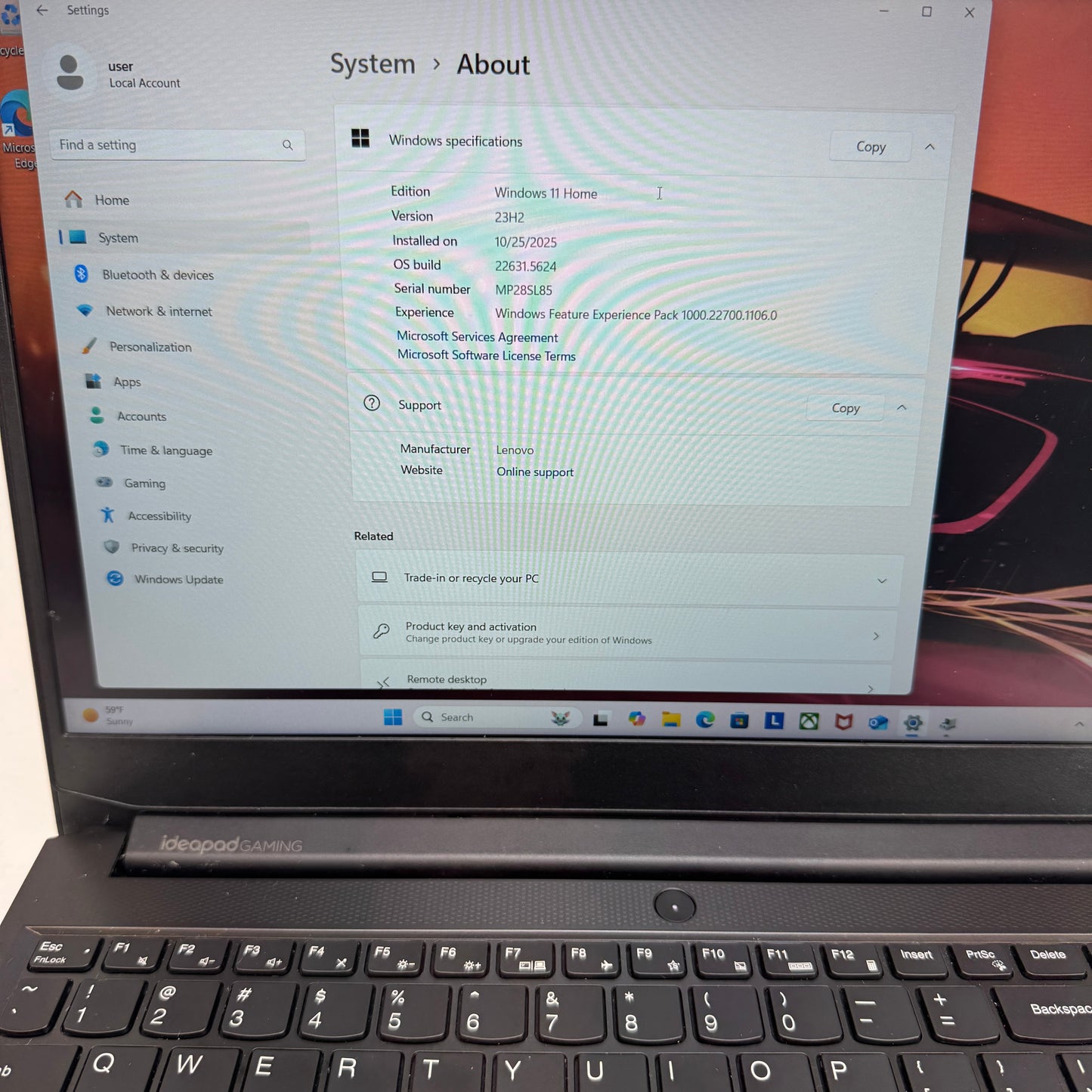 Lenovo IdeaPad GAMING 3 15.6" Ryzen 5 5600H 3.3GHz 16GB RAM 256GB SSD