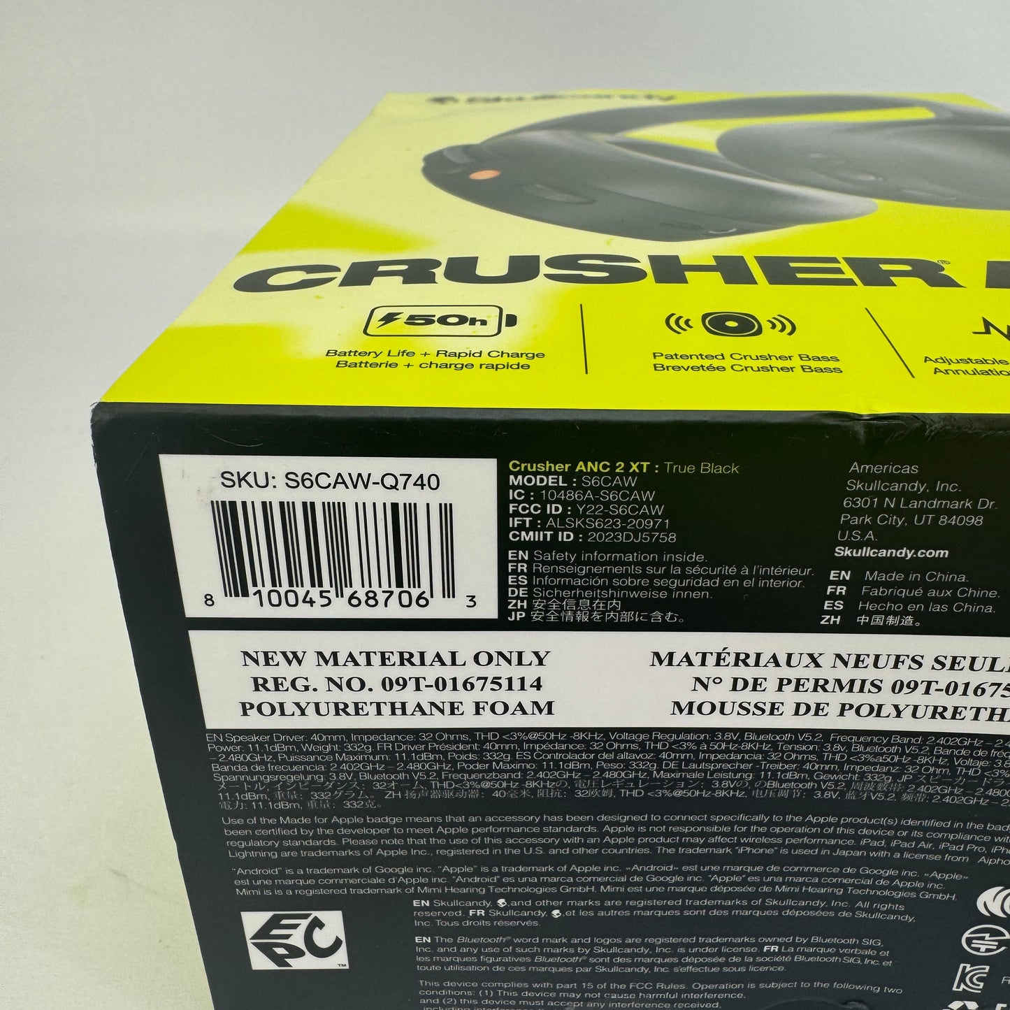 New Skullcandy Crusher ANC 2 XT Active Noise Cancellation Headphones Black