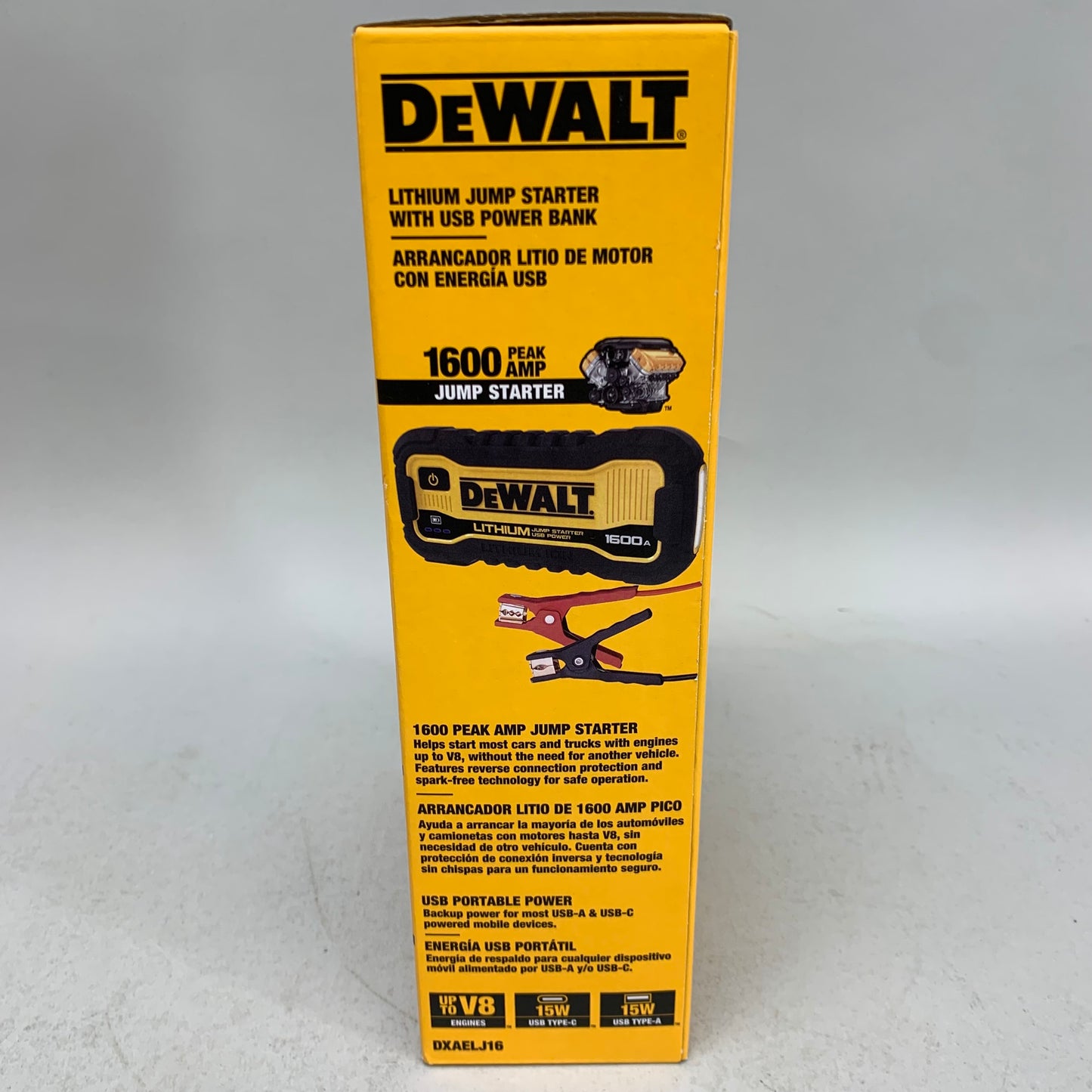 New DeWalt DXAELJ16 1600 AMP Lithium Jump Starter with USB Power Bank