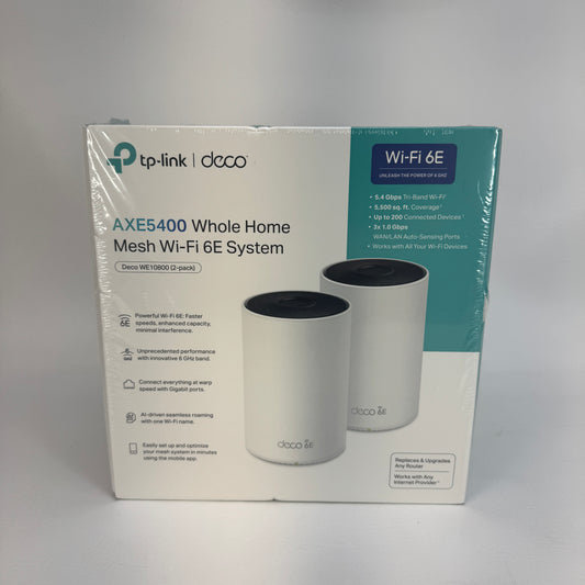 New TP-Link Deco WE10800 Tri Band WiFi 6E AXE5400 Mesh WiFi Router