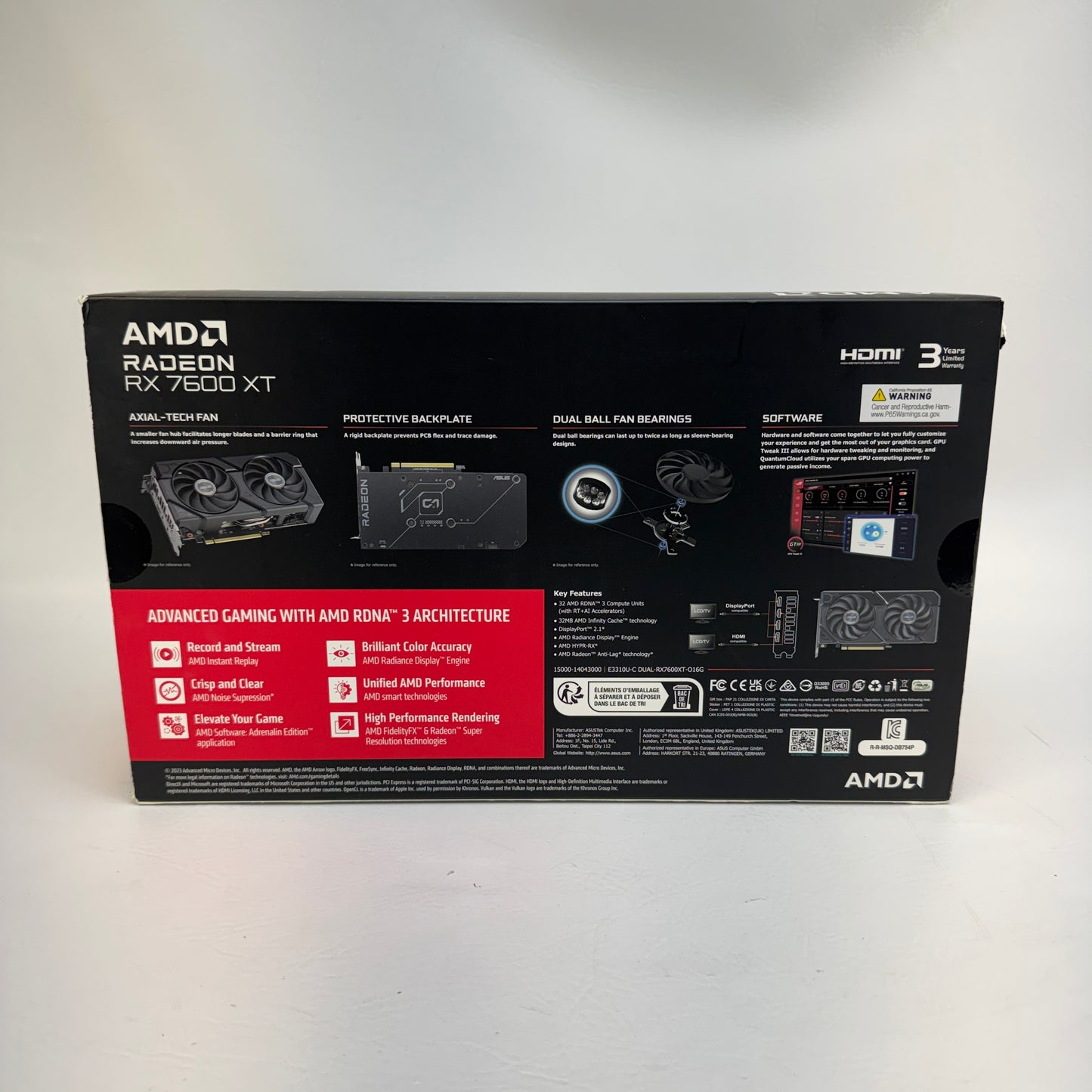 Asus Radeon RX 7600 XT 16GB GDDR6 Graphics Card DUAL-RX7600XT-016G
