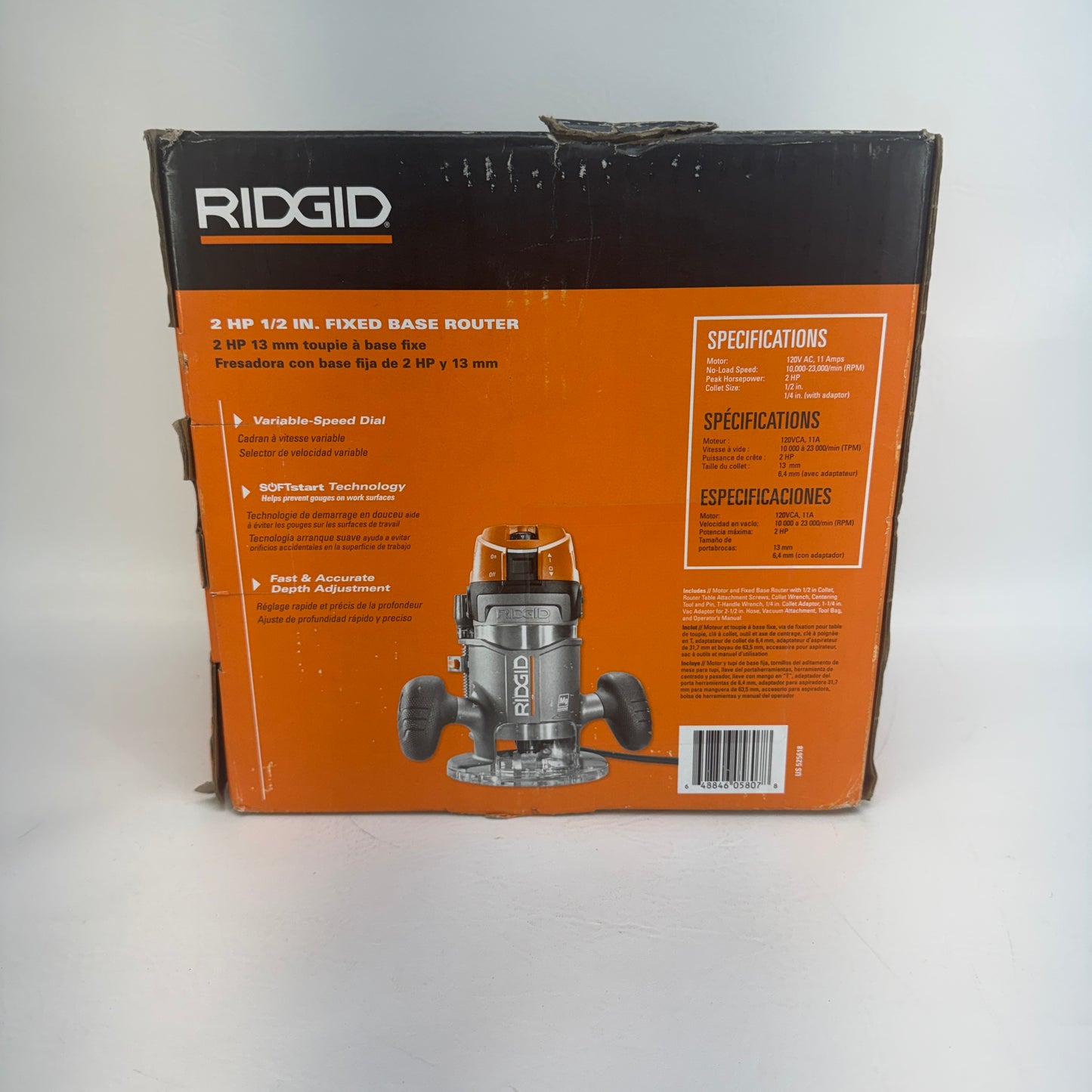 New Ridgid R22002 2 HP 1/2 In. Fixed Based Router