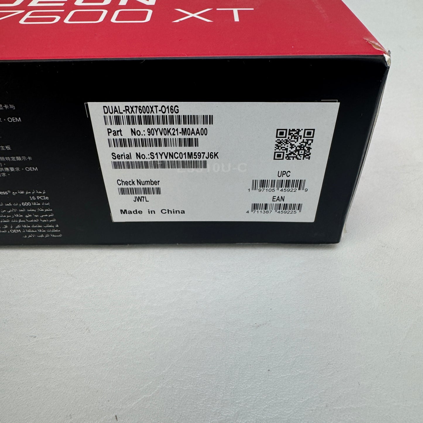 Asus Radeon RX 7600 XT 16GB GDDR6 Graphics Card DUAL-RX7600XT-016G