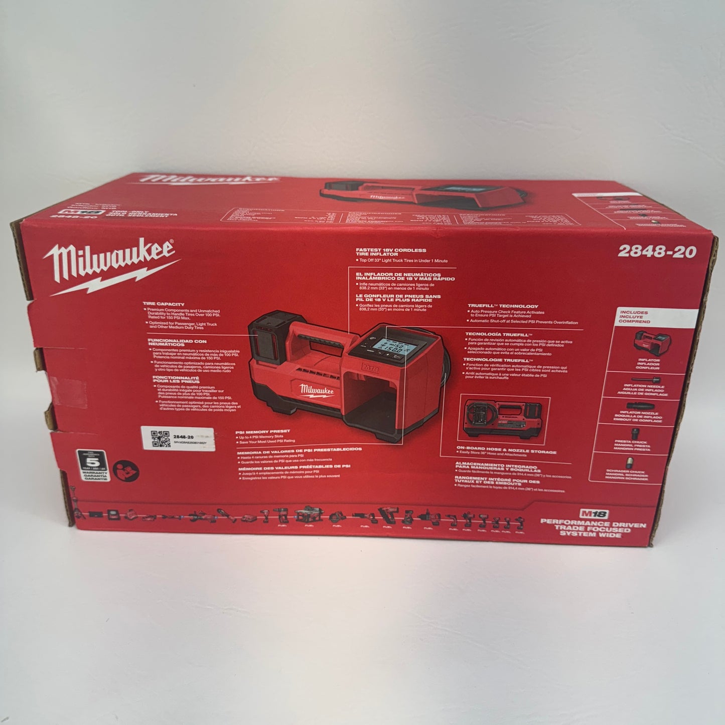 New Milwaukee 2848-20 M18 18V Tire Inflator