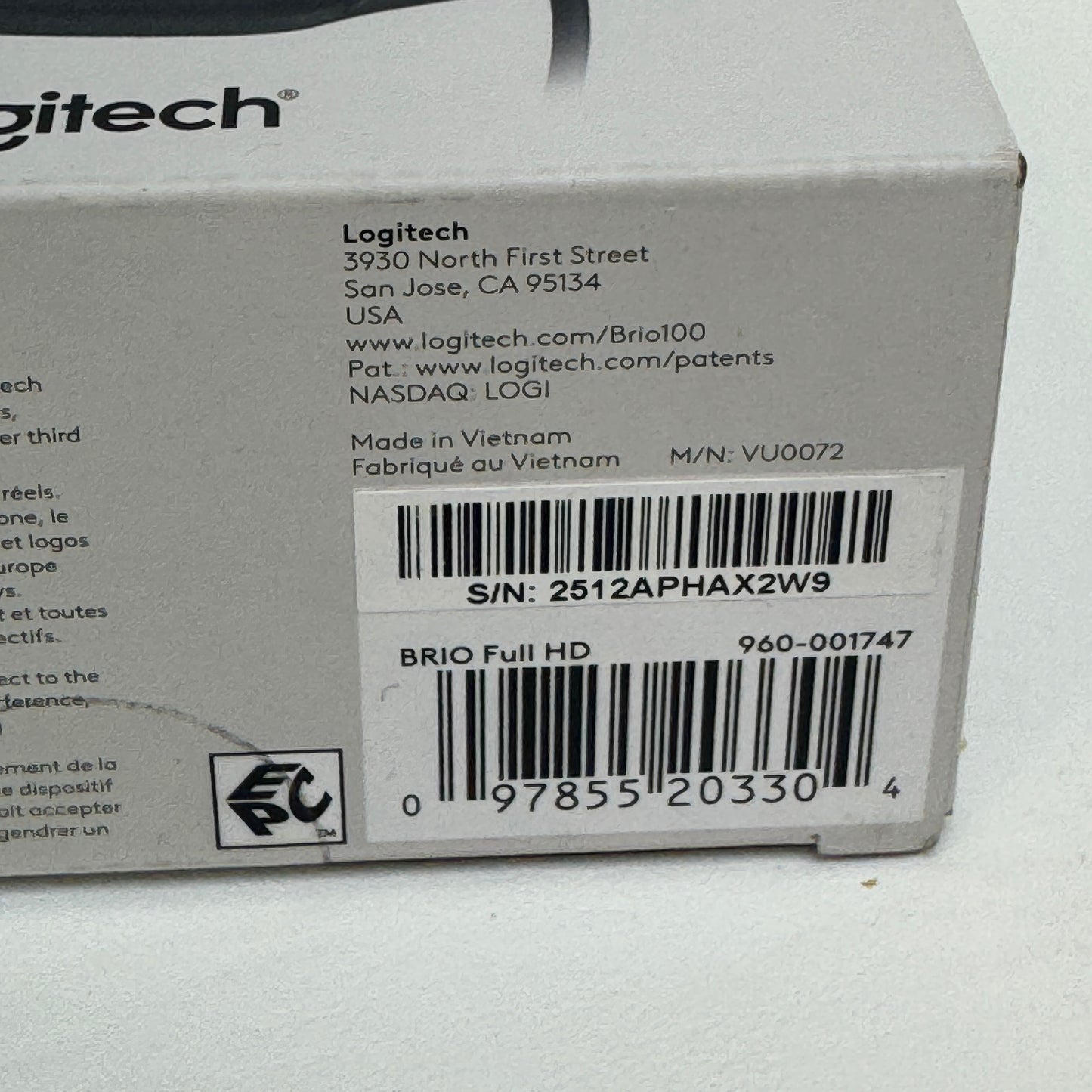 New Logitech Brio Webcam VUOO72