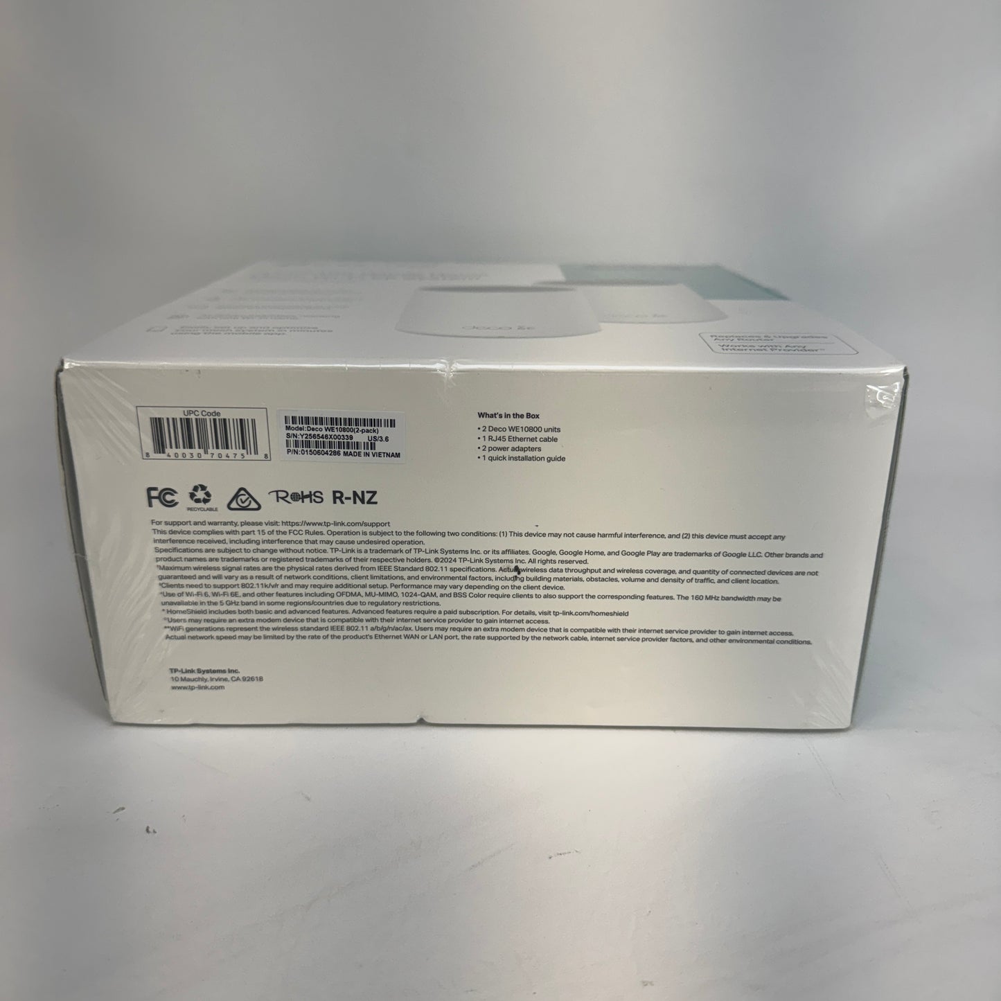 New TP-Link Deco WE10800 Tri Band WiFi 6E AXE5400 Mesh WiFi Router
