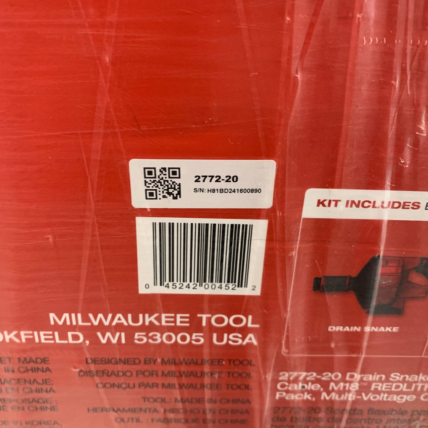 New Milwaukee 2772A-21 M18 18V Drain Snake w/ Cable Drive