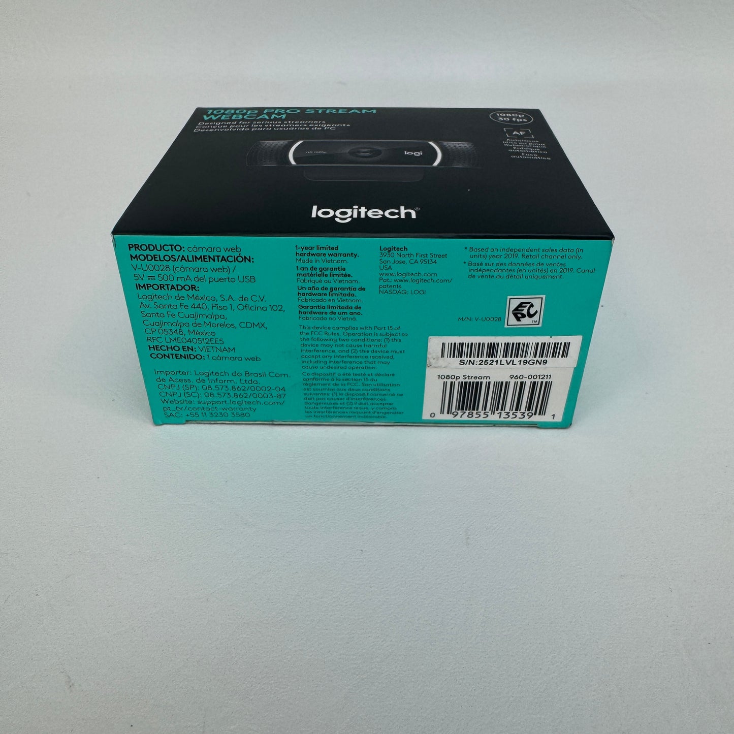New Logitech 1080p Pro Stream Webcam V-U0028