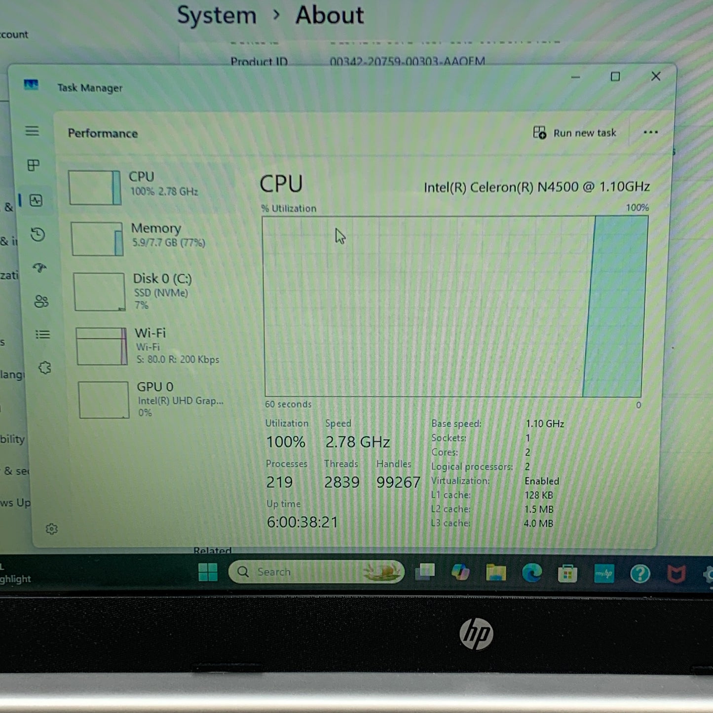 HP Laptop 14-DQ300 14" Celeron N4500 1.1GHz 8GB RAM 128GB SSD