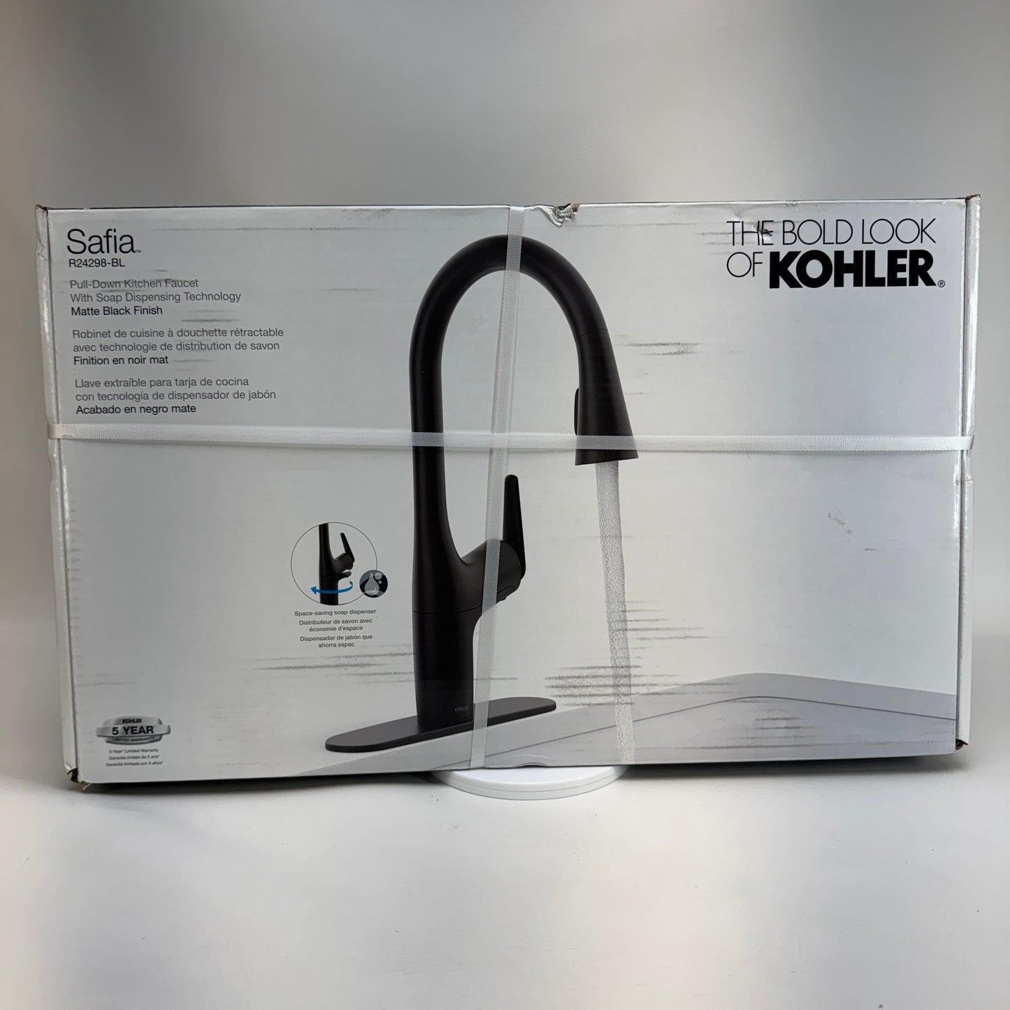 KOHLER Safia Pull Down Sprayer Kitchen Faucet w/ Soap Dispenser in Matte Black