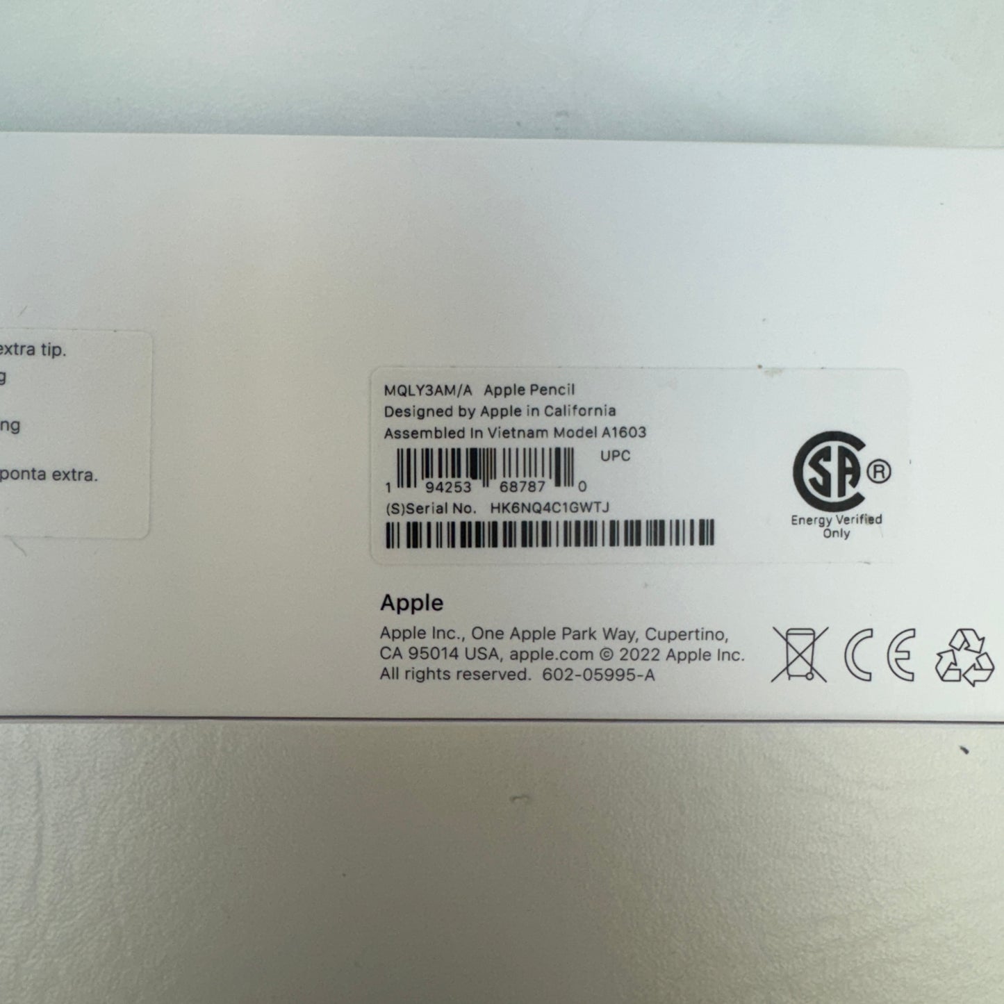 Apple Pencil 1st Gen Smart Pencil Stylus White MK0C2AM/A