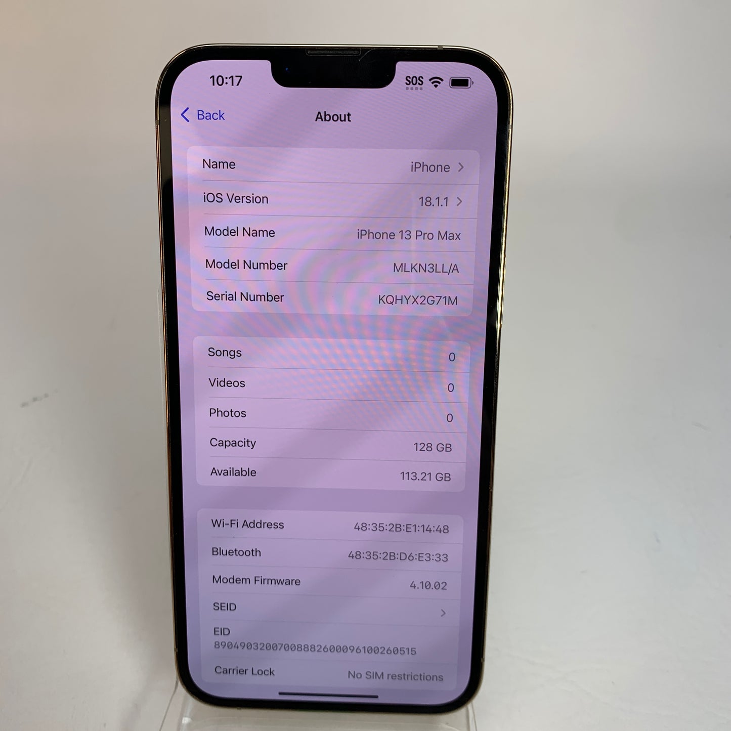 Unlocked Apple iPhone 13 Pro Max 128GB 18.1.1 Gold MLKN3LL/A