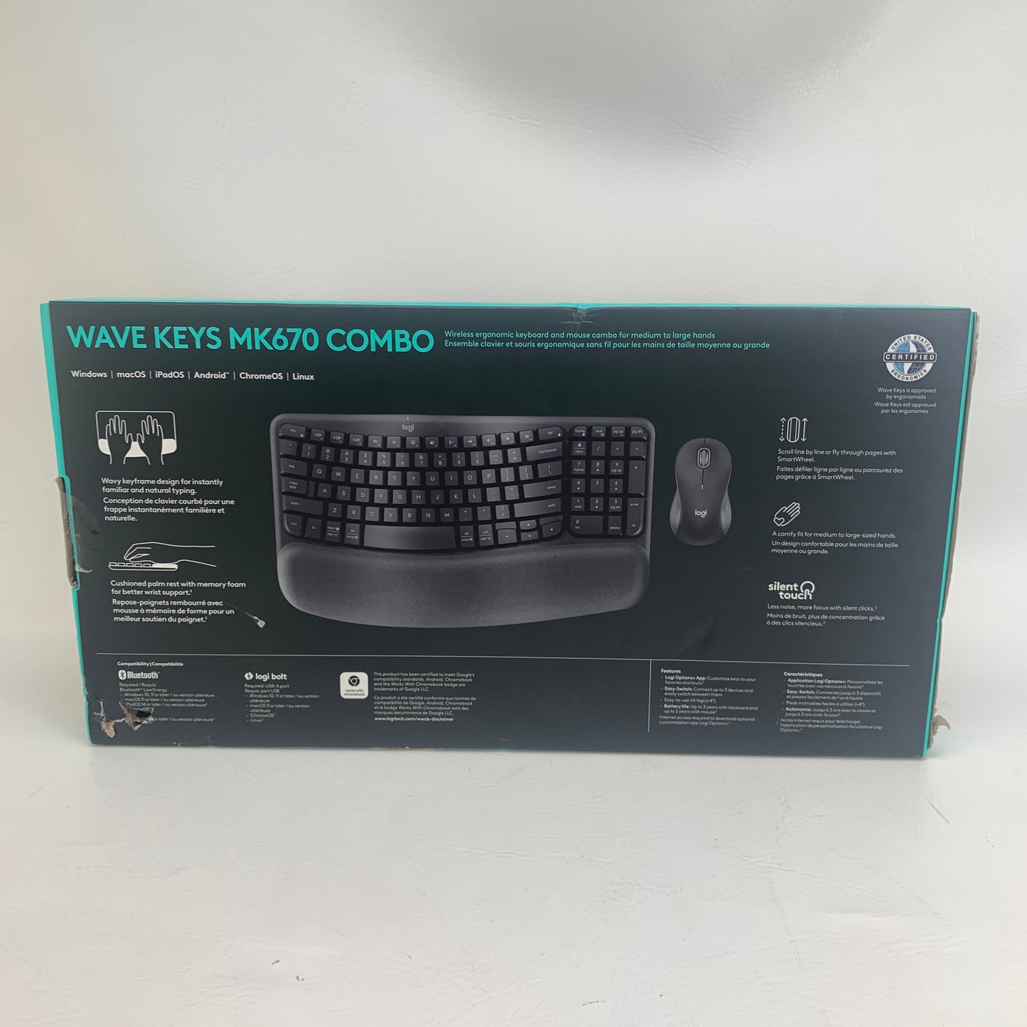 New Logitech Wave Keys MK670 Combo Keyboard and Mouse Combo