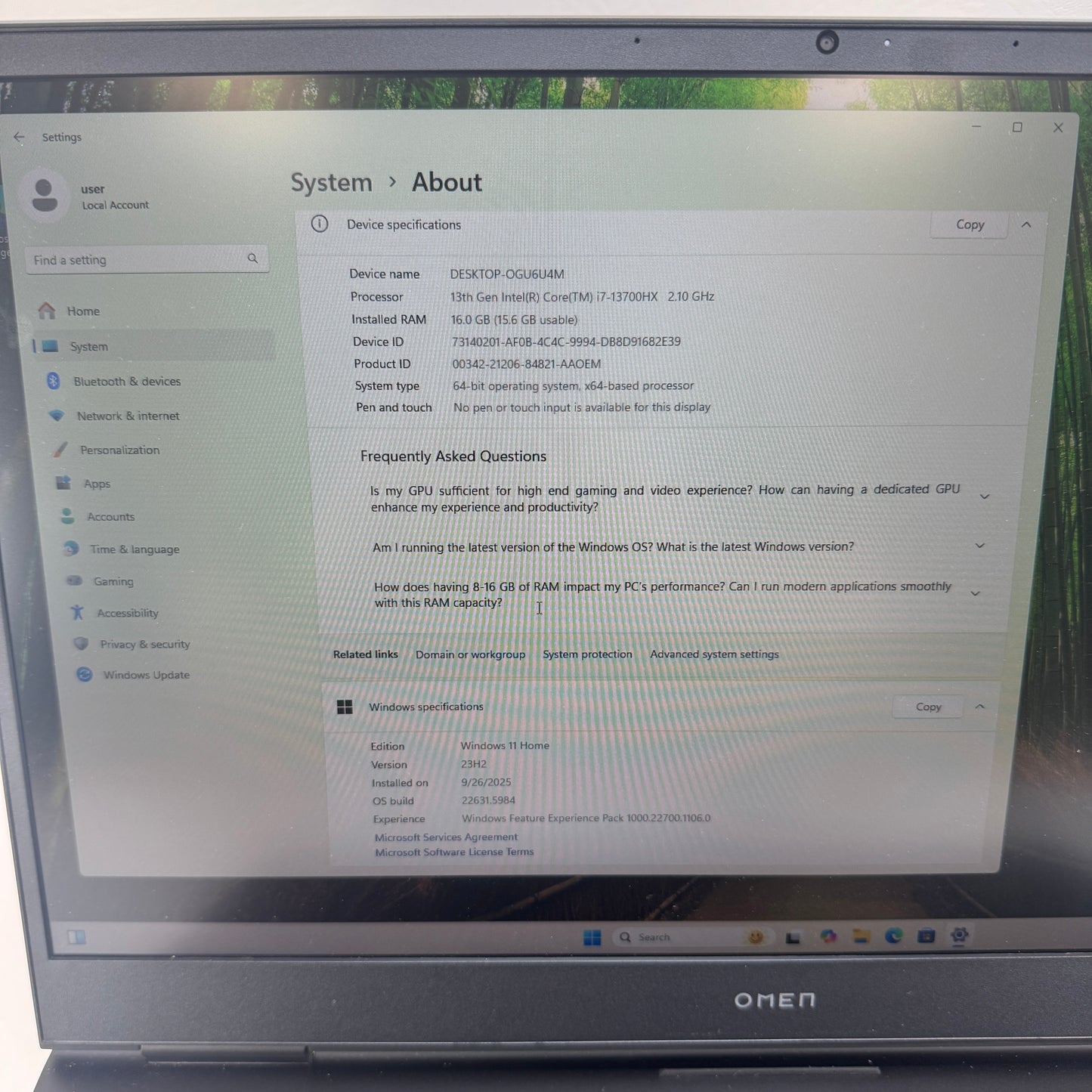 HP Omen 17-CM2002CA 17.3" i7-13700HX 2.1GHz 16GB RAM 512GB SSD GeForce RTX 4060