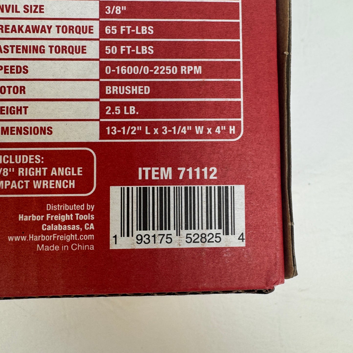 New Bauer 2495C-B 20V Right Angle Impact Wrench