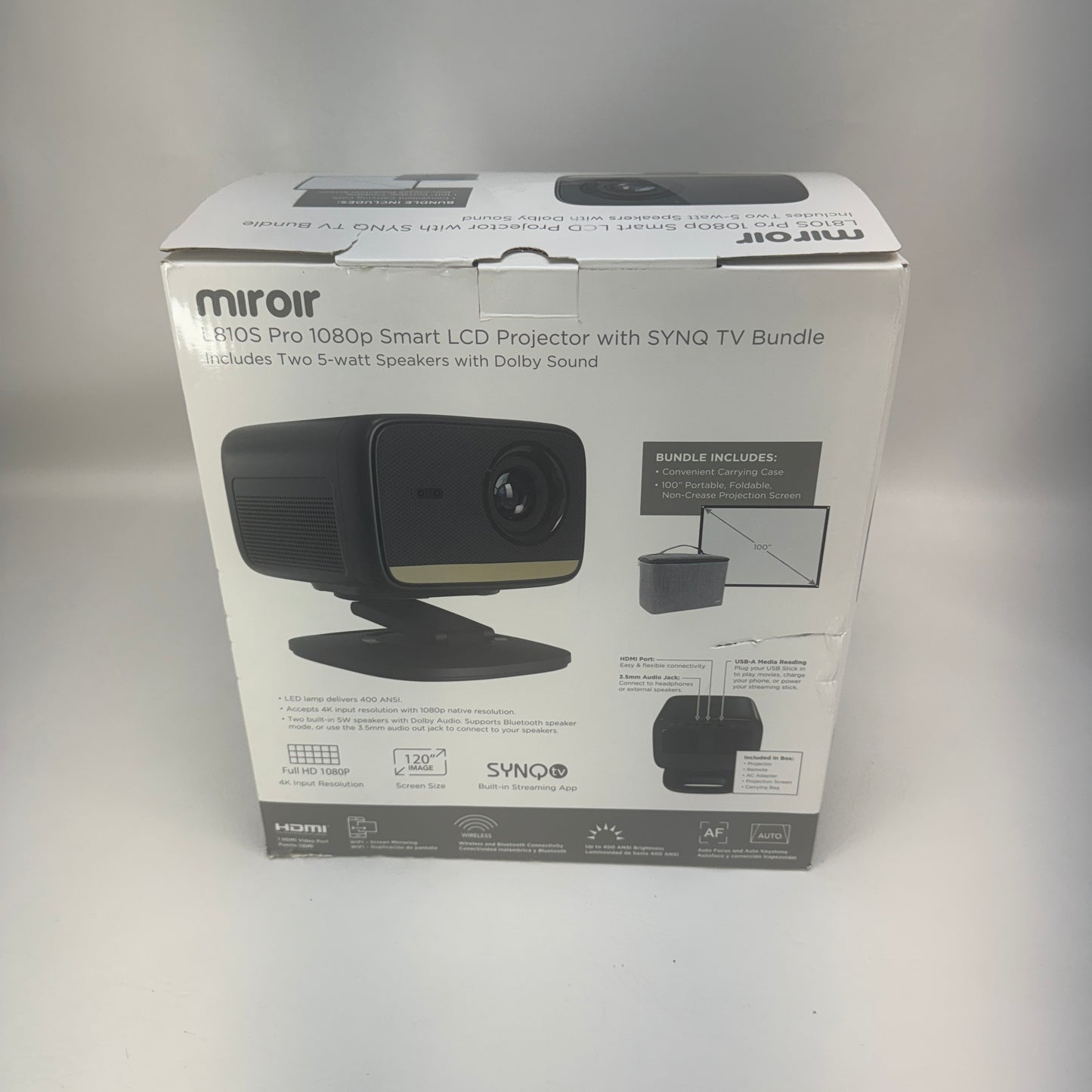 New Miroir L810S Pro Full HD 1080P 400 Lumens LCD Projector