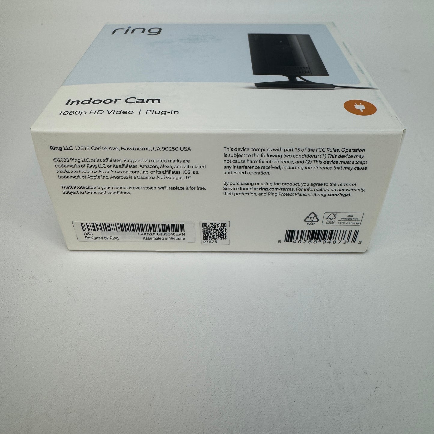 New Ring Indoor Cam Indoor Camera GNB2DF0933540EPN