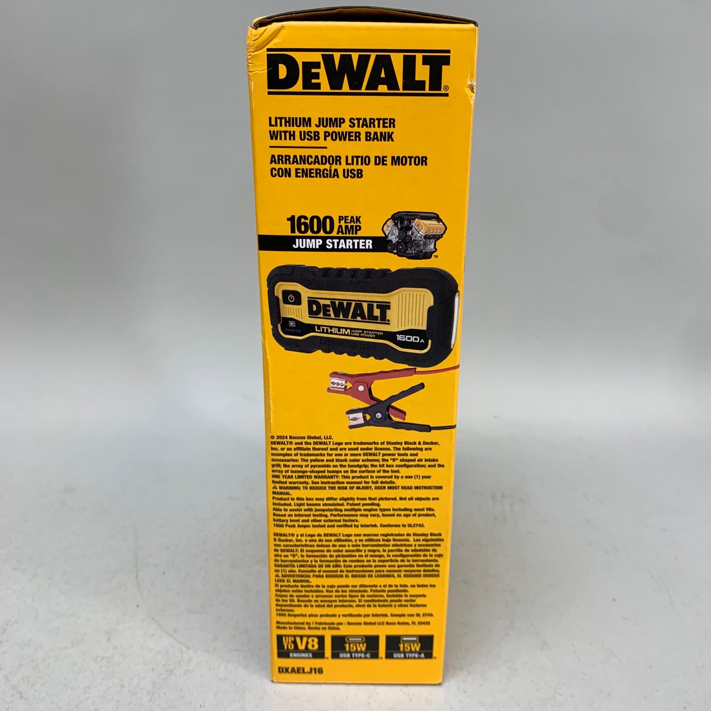 New DeWalt DXAELJ16 1600 AMP Lithium Jump Starter with USB Power Bank