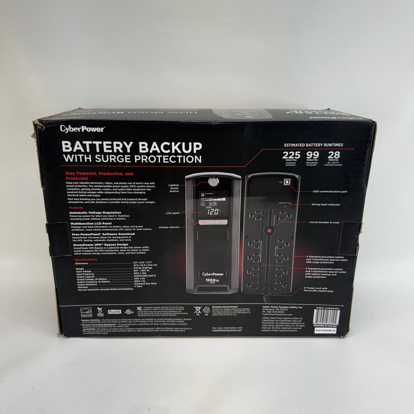 New CyberPower 1500 VA Battery Backup LX1500GAVR