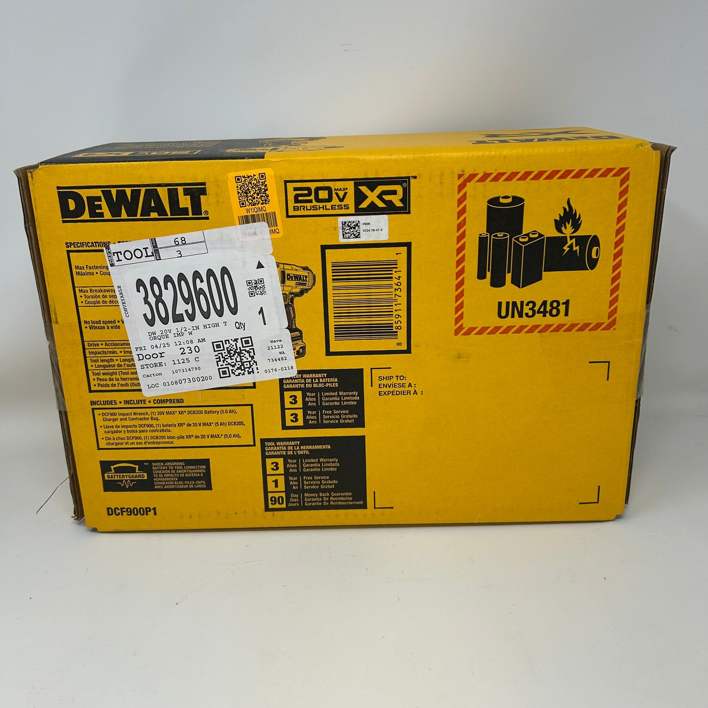 New DeWalt DCF900P1 20V MAX XR 1/2" High Torque Impact Wrench Hog Ring Anvil Kit