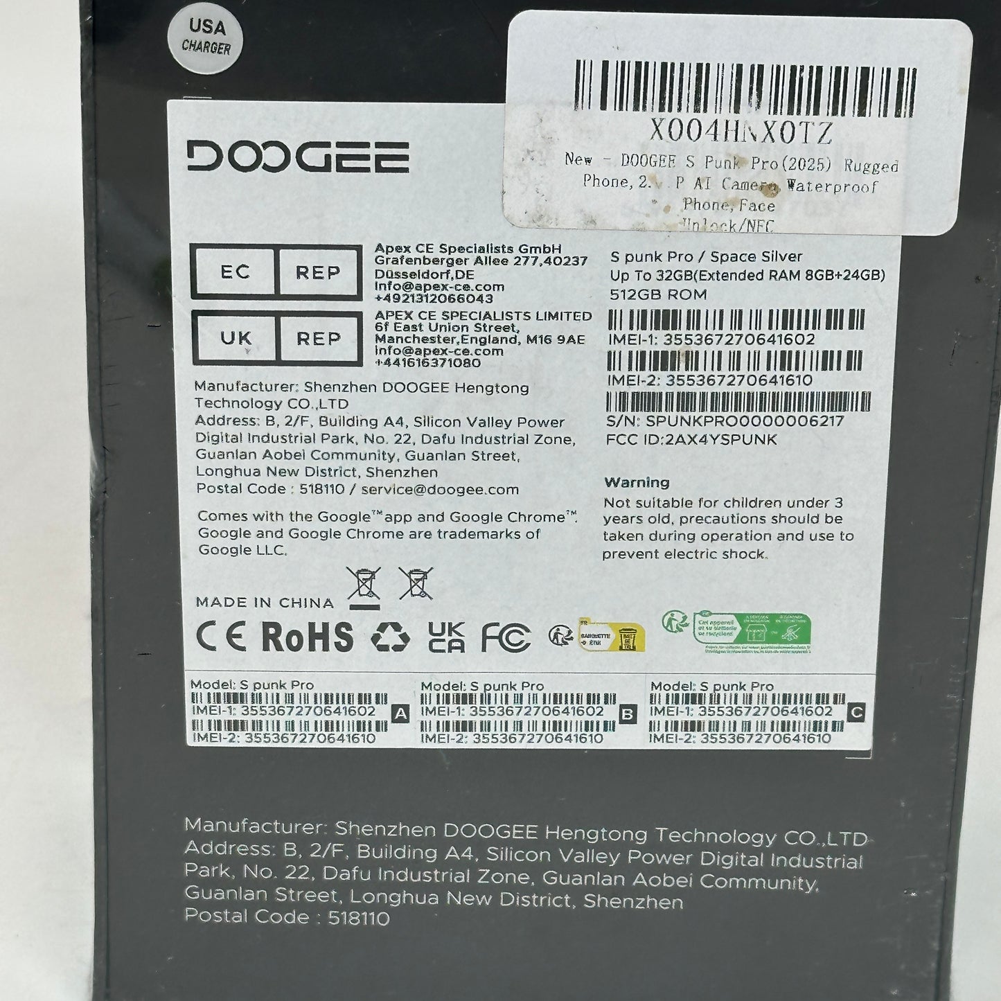 New Doogee S Punk Pro 512GB Space Silver 32GB RAM GSM Unlocked Rugged Phone