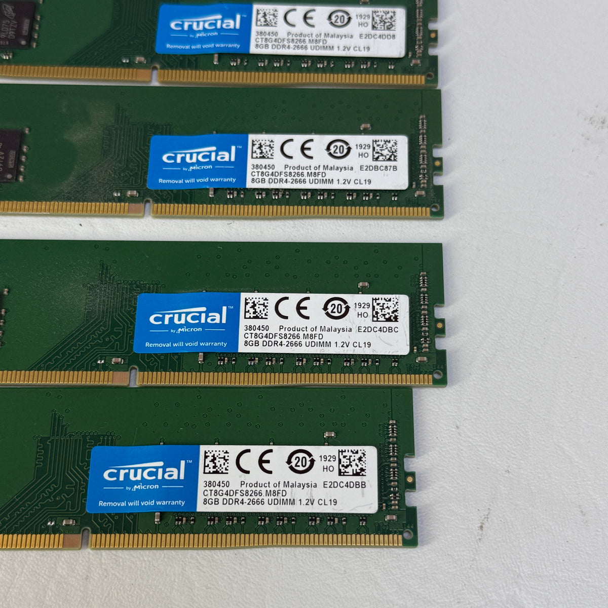 Crucial DDR4-2666 UDIMM 1.2V CL19 32GB (4x8GB) RAM DDR4 2666MHz CT8G4DFS8266