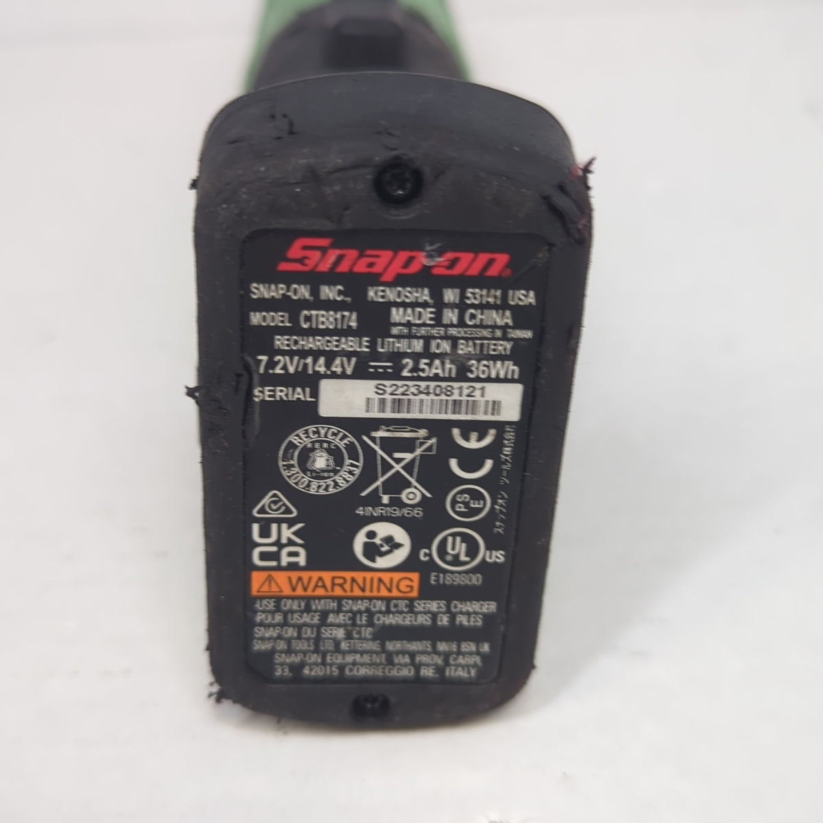 Snap-on Cordless Ratchet Wrench Brushless Green Battery Powered 3/8" Drive