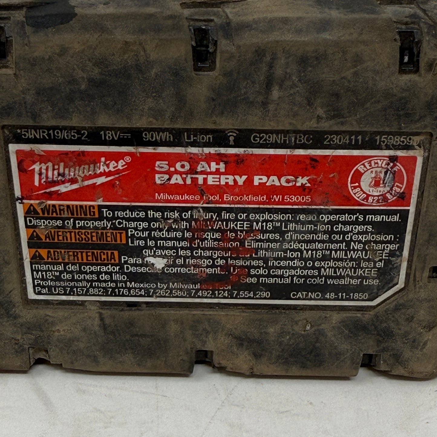 Milwaukee 48-11-1850 M18 Red Lithium Ion Battery XC5.0