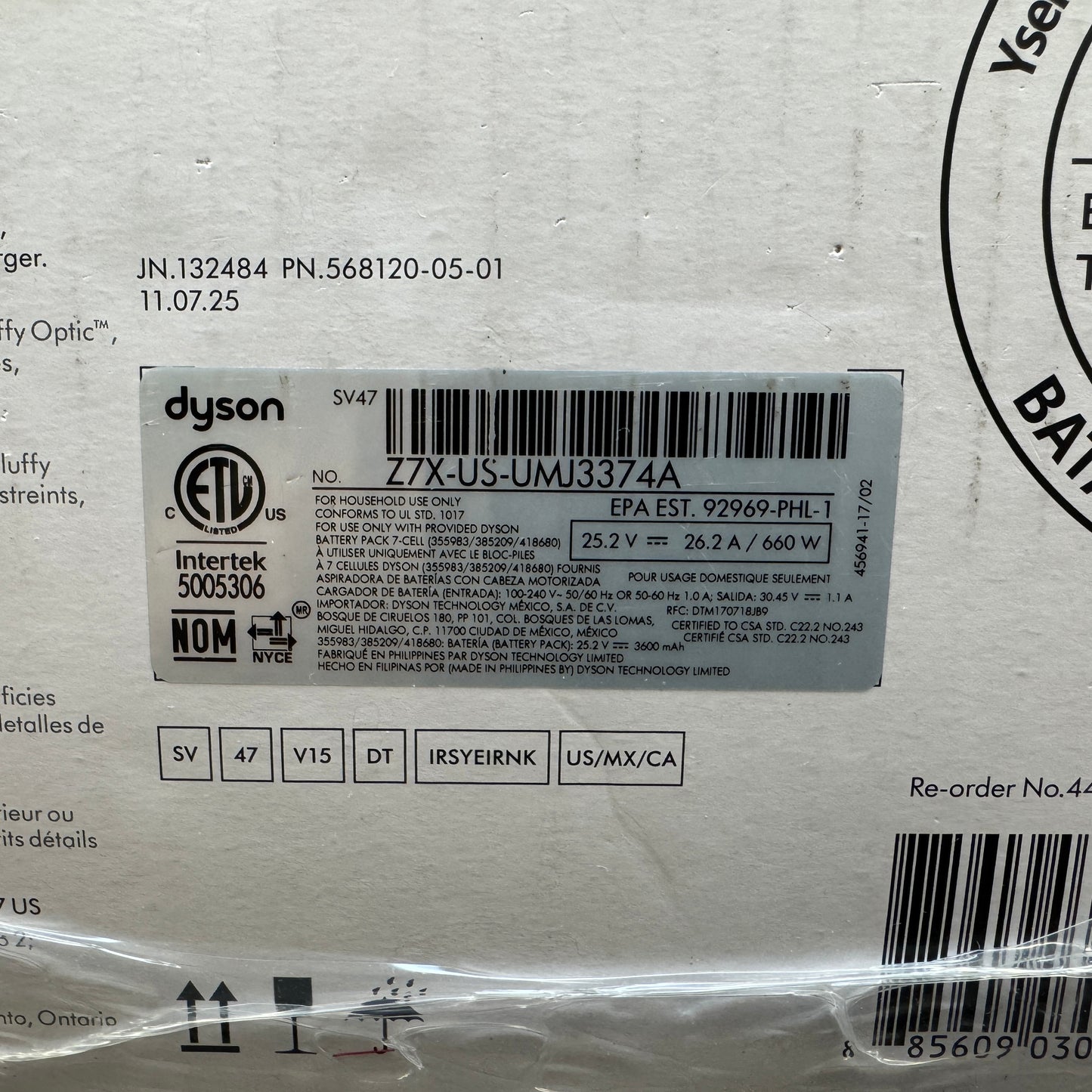 New Dyson V15 Detect SV47 Cordless Vacuum 447261-01