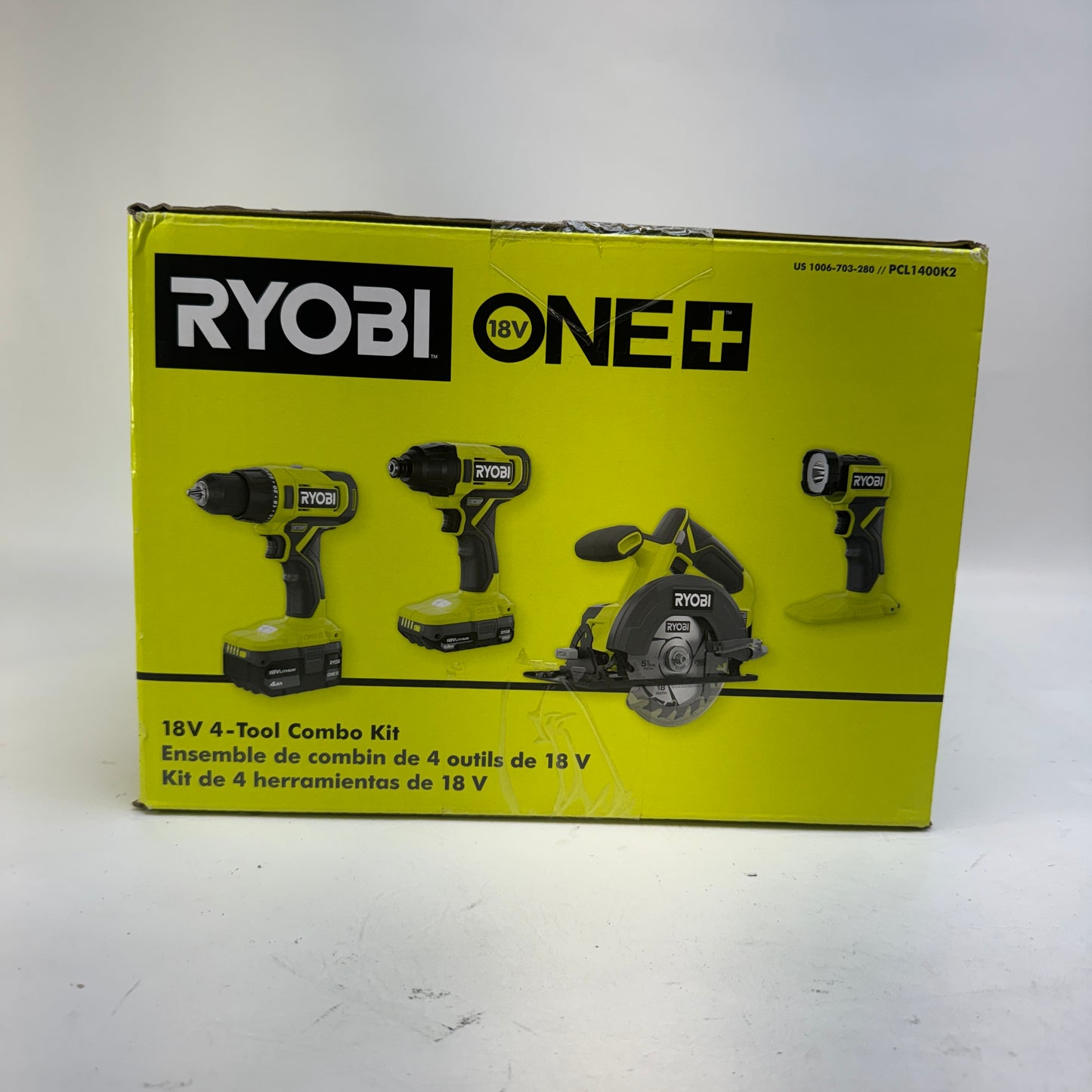 New Ryobi PCL1400K2 18V Cordless 4-Tool Combo Kit Battery Charger and Storage Bag