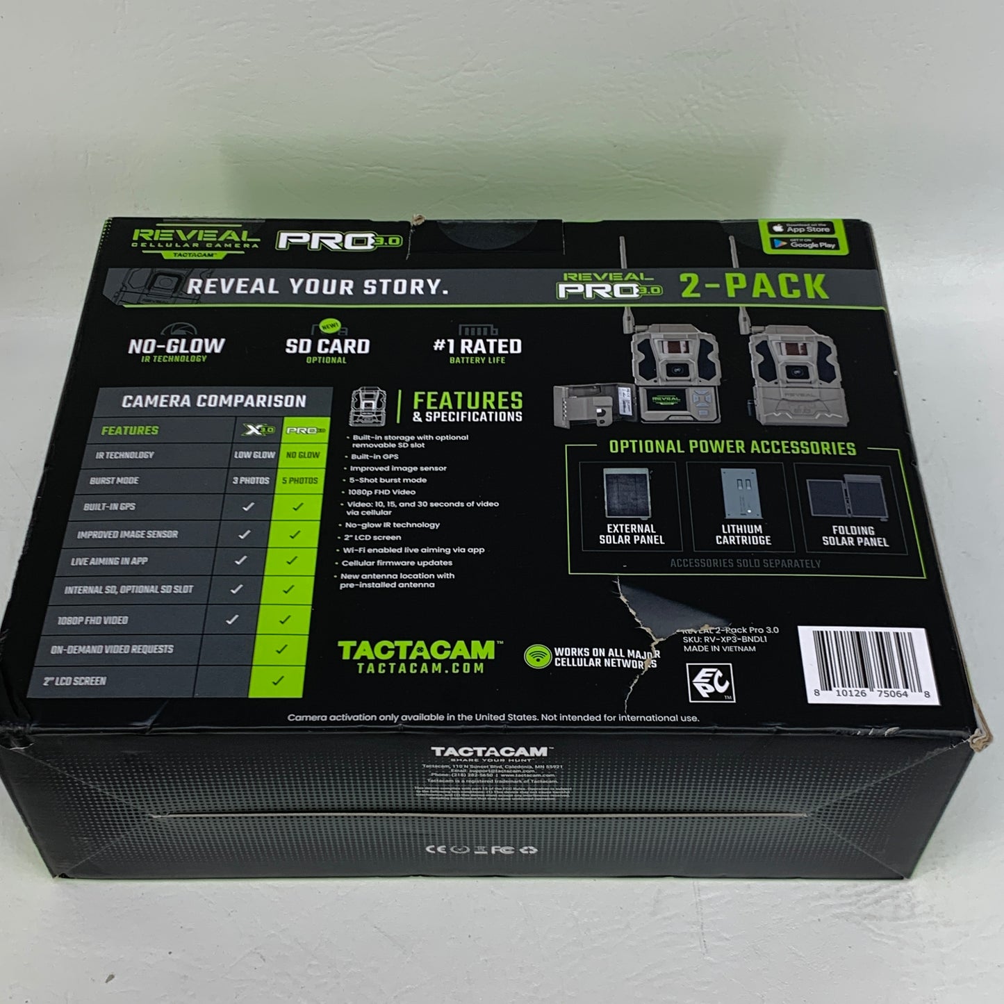 New Tactacam Reveal 2-Pack Pro 3.0 Cellular Trail Camera 2-Pack RV-XP3-BNDL1