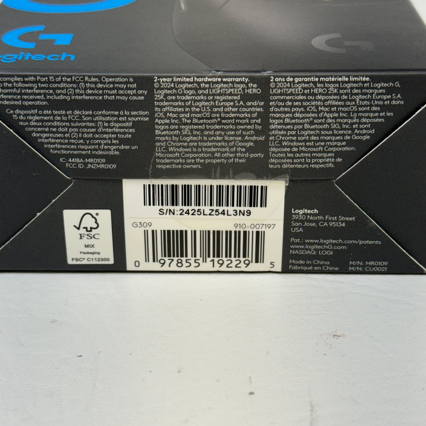 New Logitech G309 Lightspeed Wireless Bluetooth Gaming Mouse Black 910-007197