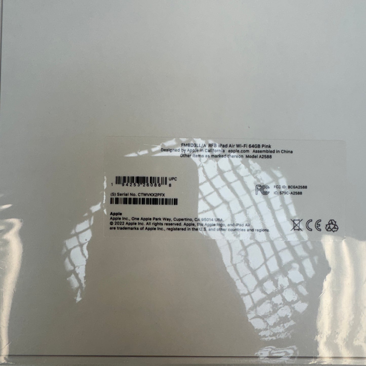 New WiFi Only Apple iPad Air 5th Gen 64GB Pink FM9D3LL/A