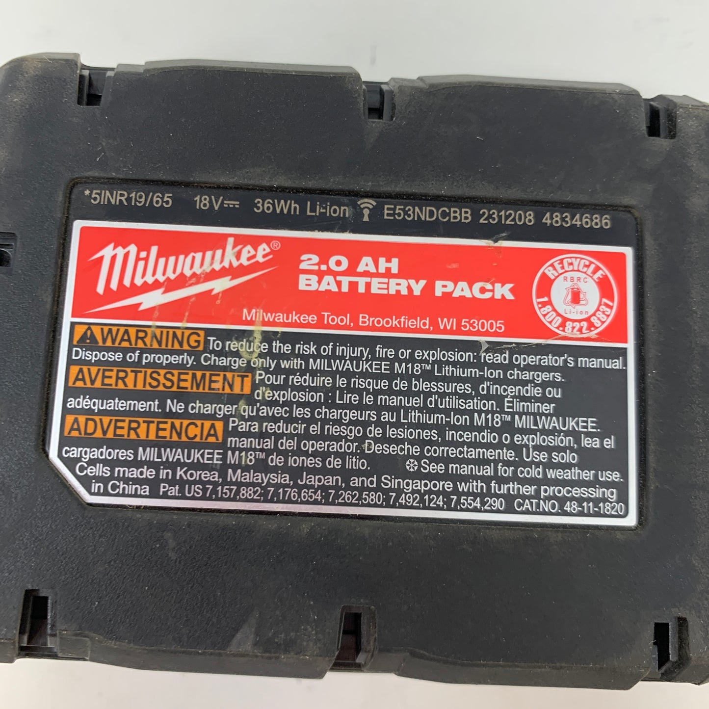 Milwaukee 18V 2.8 AH Lithium-Ion Battery Pack 48-11-1820