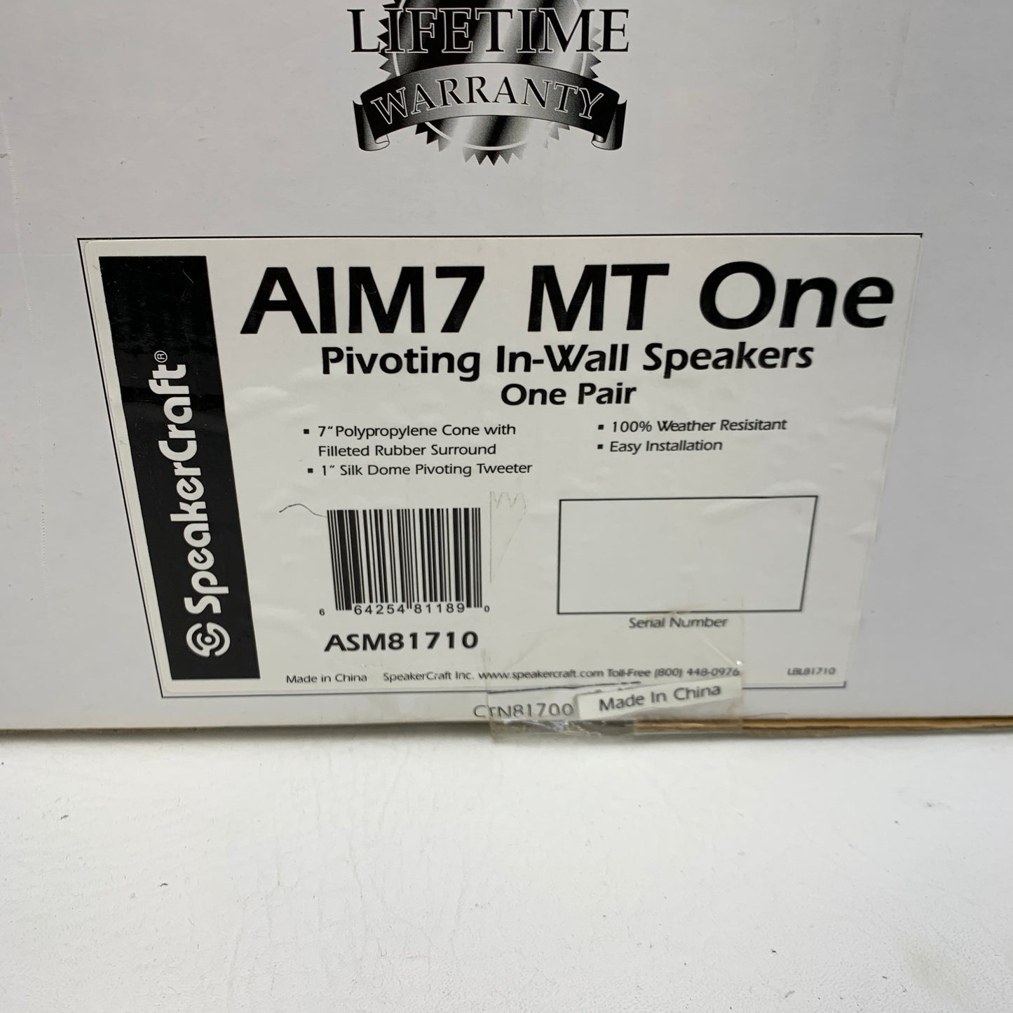 New SpeakerCraft AIM7 MT One One in-Wall Speaker System White ASM81710
