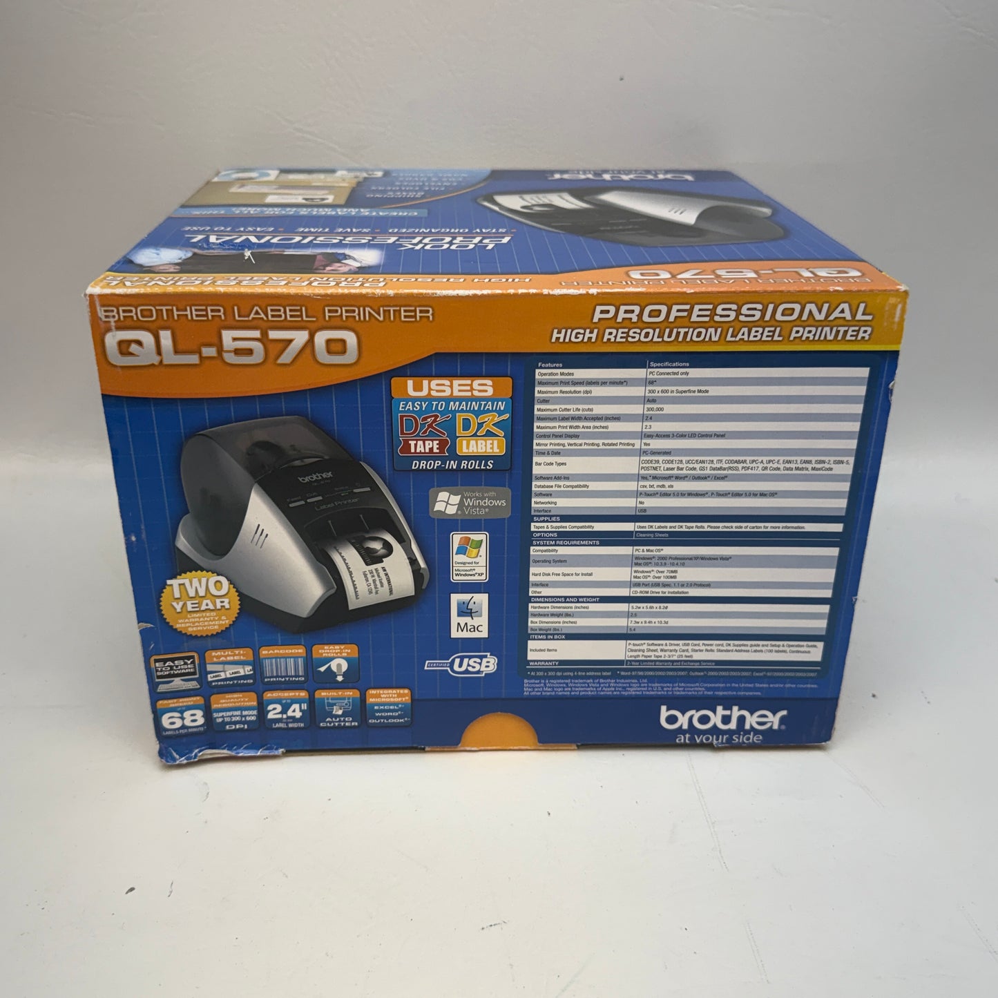 New Brother QL-570 Direct Thermal Label Printer PC/Mac Compatible