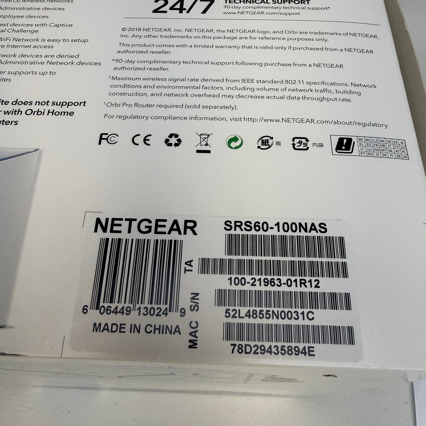 NetGear Orbi Pro AC3000 Tri-Band Add-on WiFi Satellite SRS60-100NAS Extender