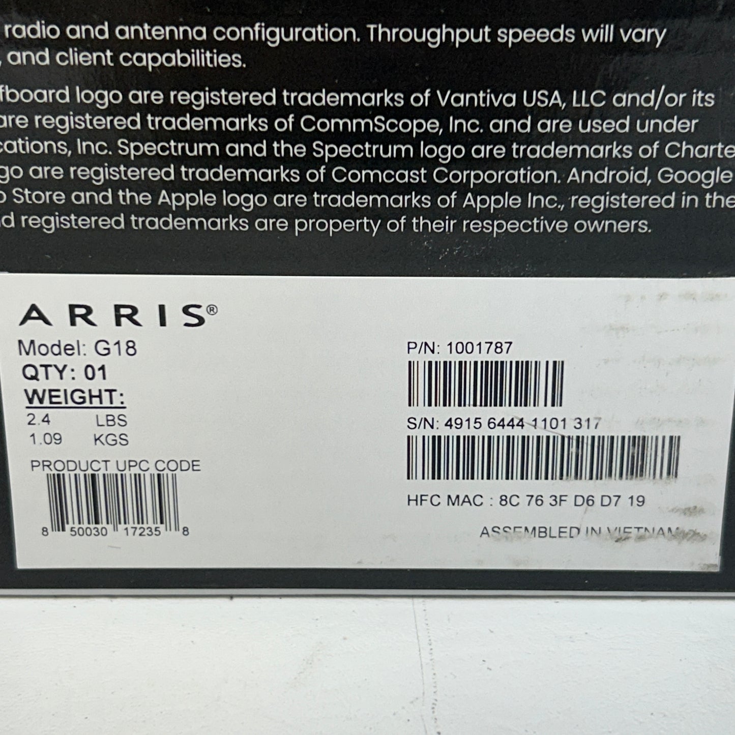 New ARRIS SURFBOARD G18 DOCSIS 3.1 Cable Modem & Wi-Fi 6 Router AX1800