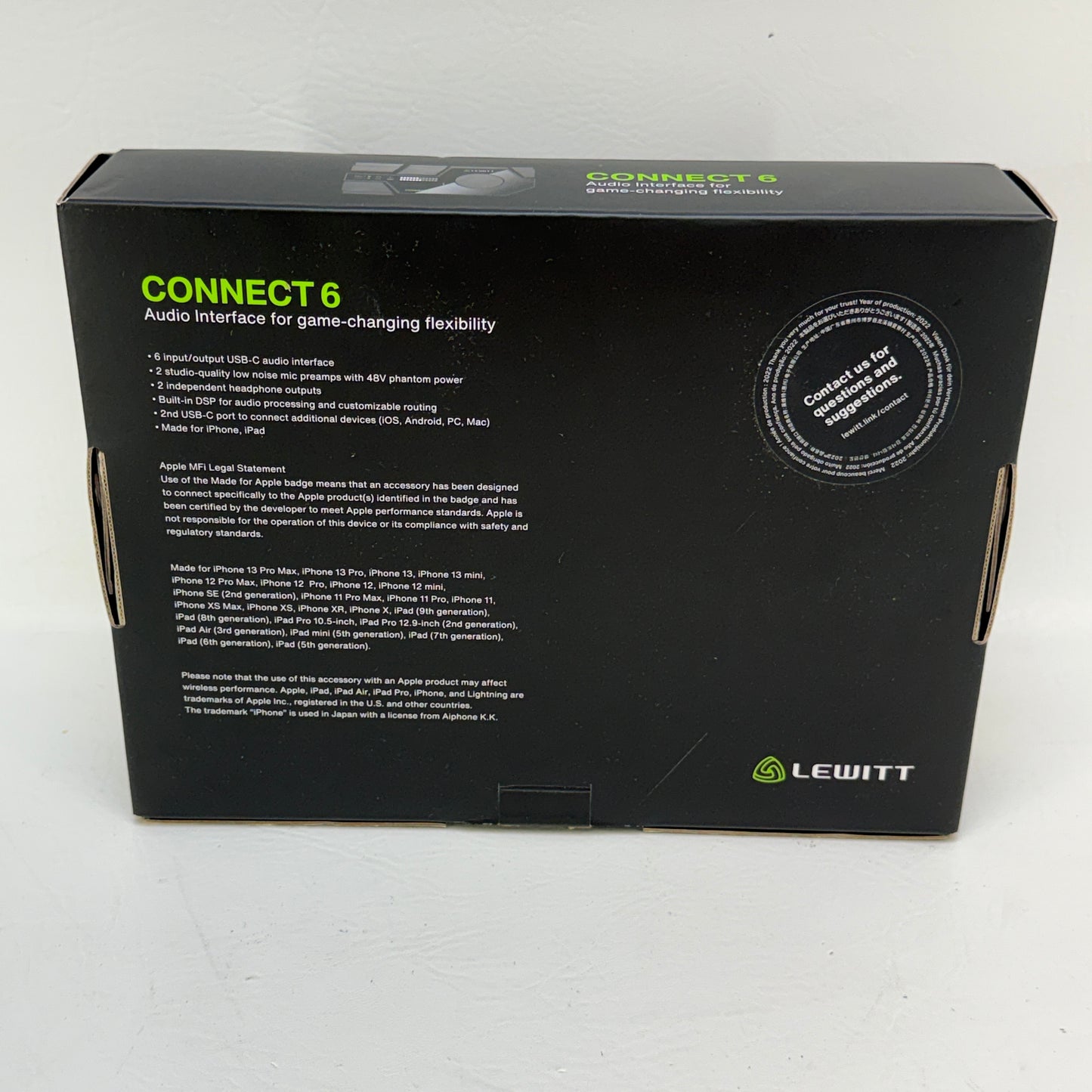 Lewitt Connect 6 DSP-Powered USB-C Audio Interface 6x6 for Desktop & Mobile