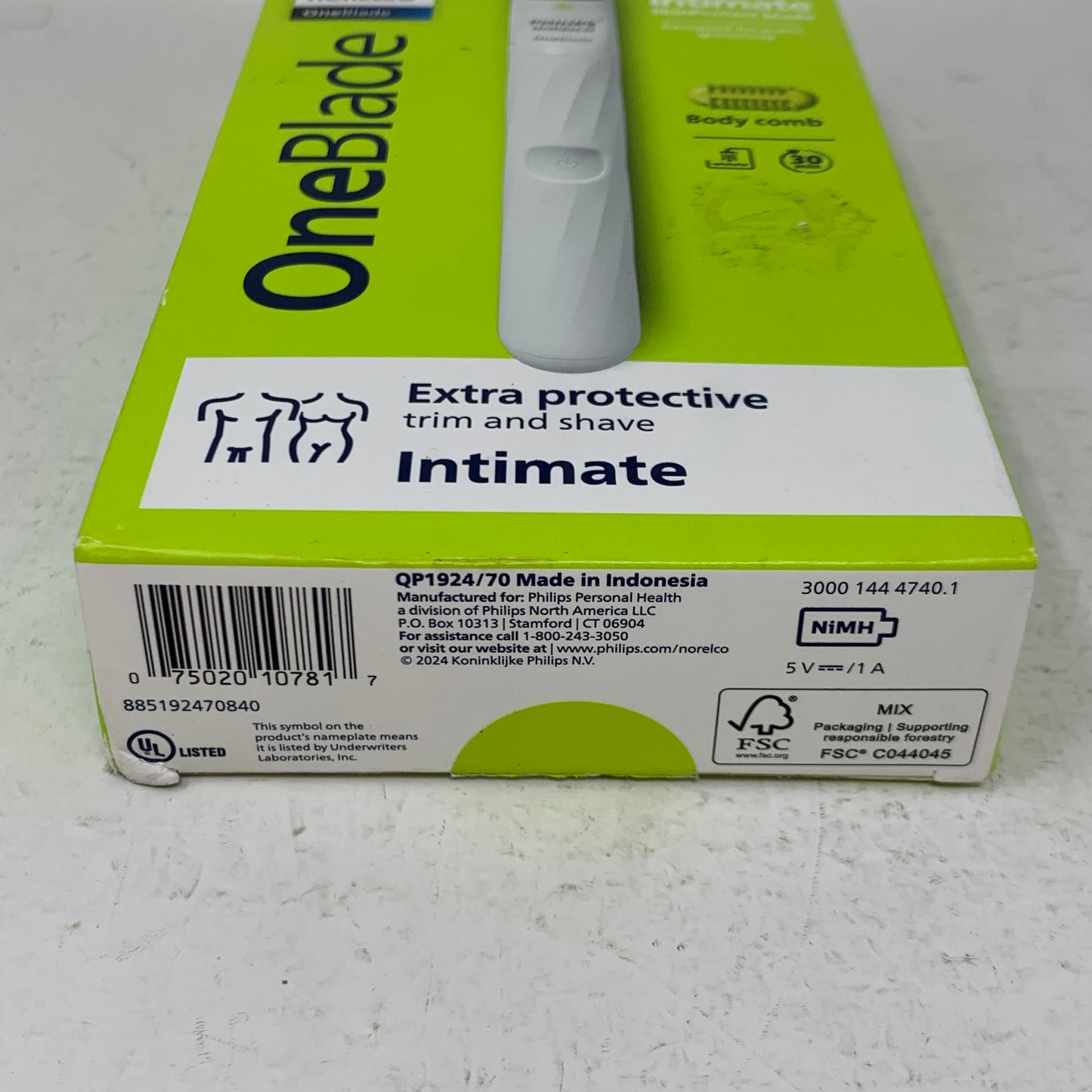 New Philips Norelco OneBlade Intimate QP1924/70 Rechargeable Body Groomer