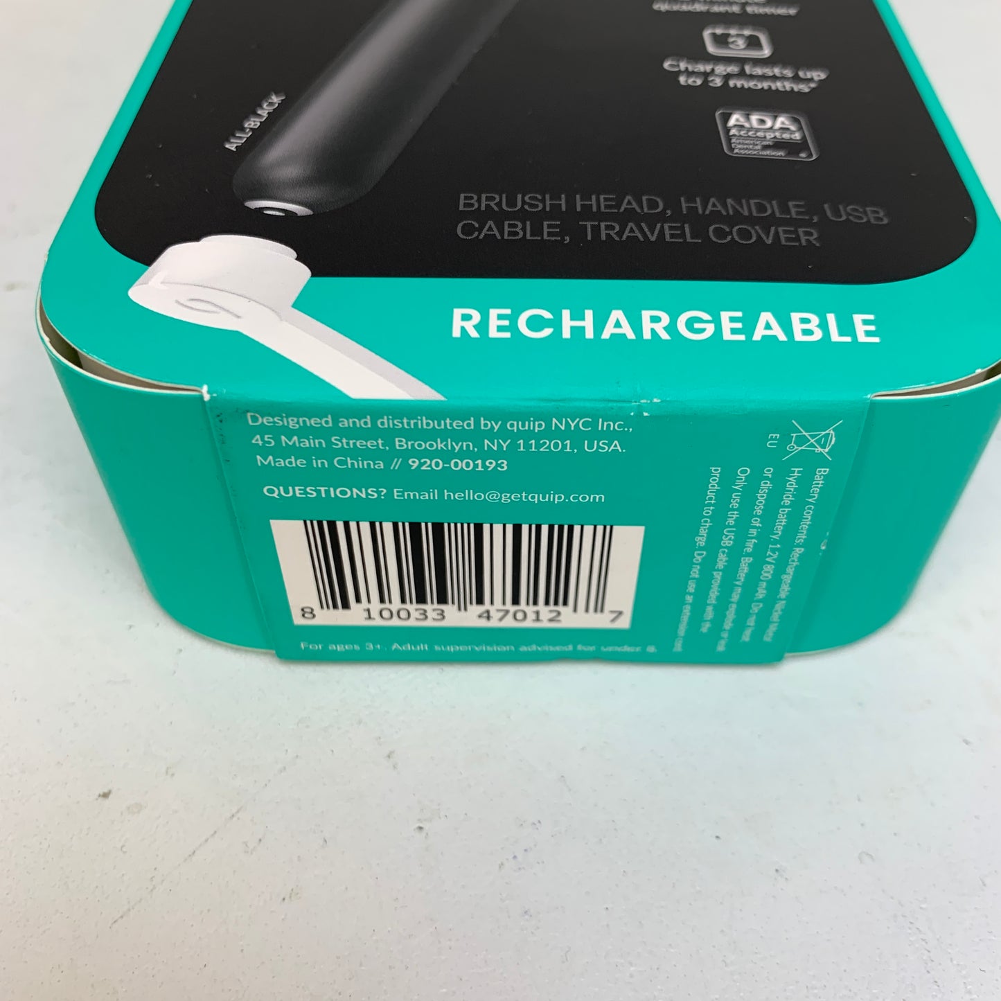 New Quip Rechargeable Smart Sonic Electric Toothbrush 920-00193