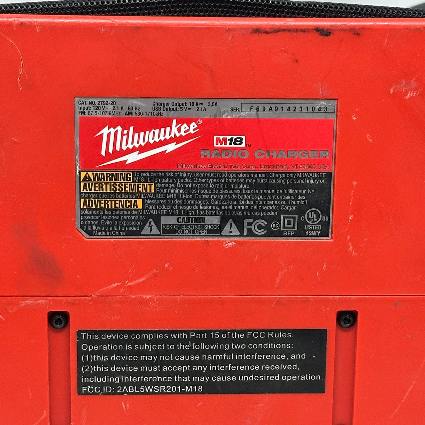 Milwaukee 2792-20 M18 Jobsite Radio/Charger