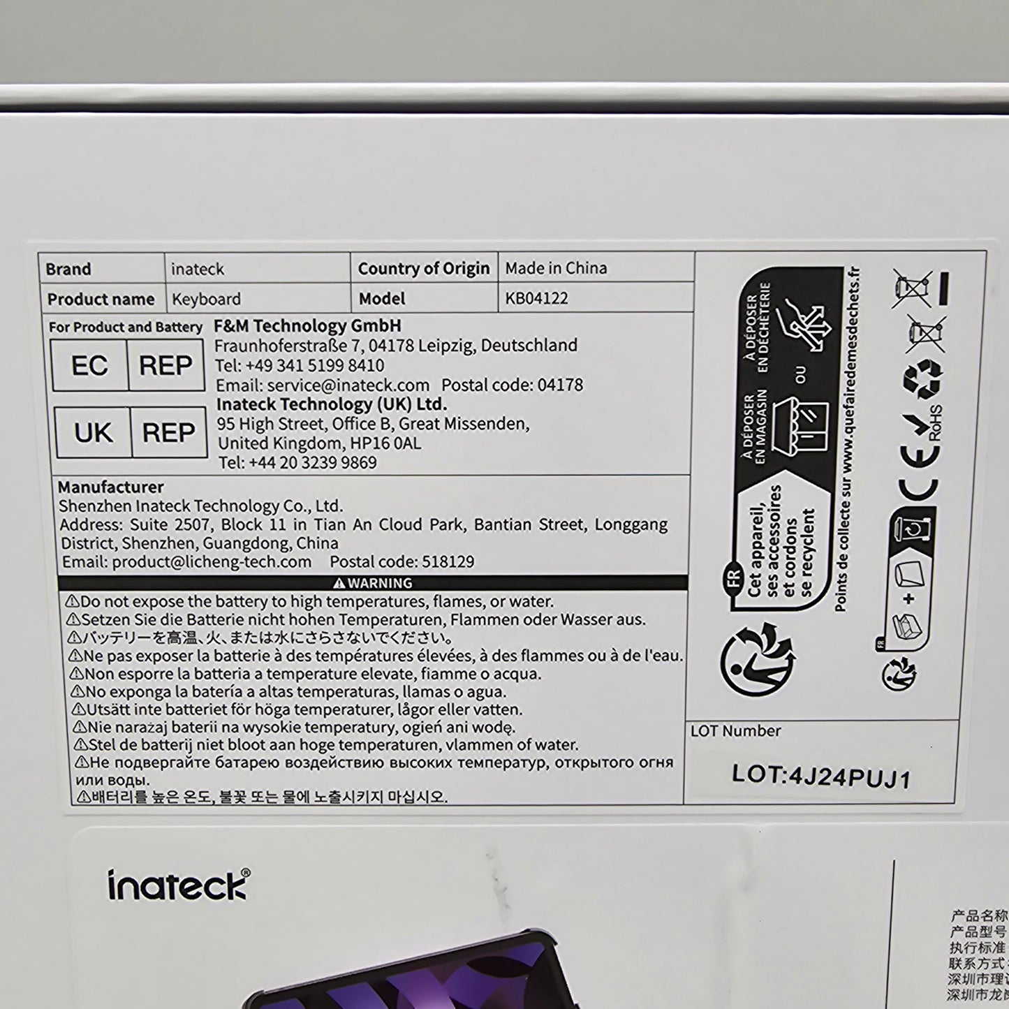 New Inateck Keyboard KB04122