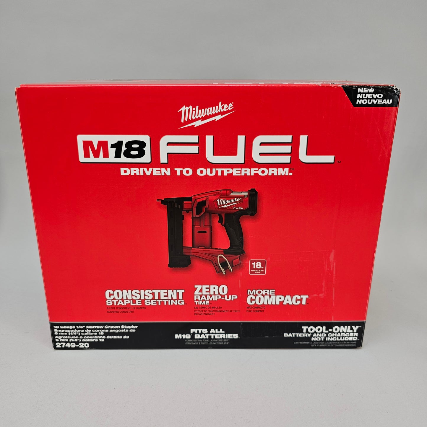 New Milwaukee 2749-20 M18 18V 18 Gauge 1/4" Narrow Crown Stapler