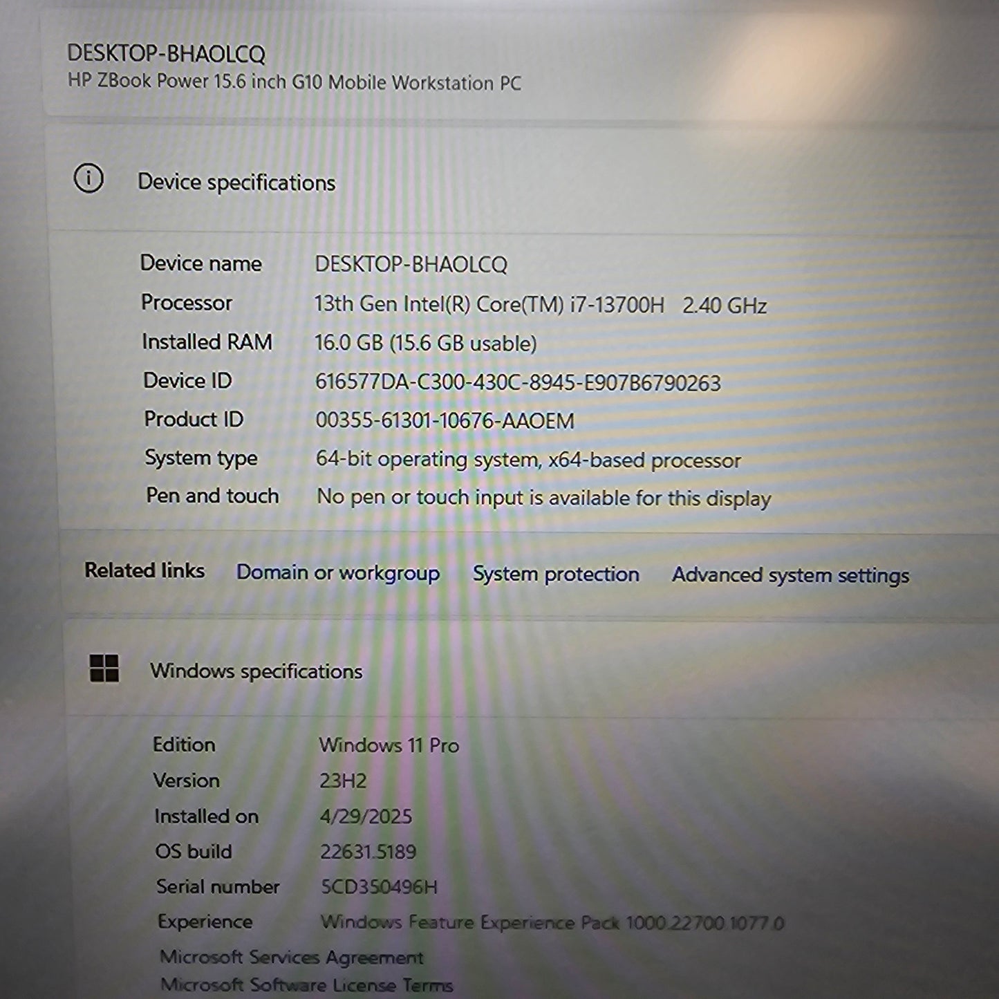 HP Zbook Power G10 15.6" i7-13700H 2.4GHz 16GB RAM 512GB SSD NVIDIA RTX A500