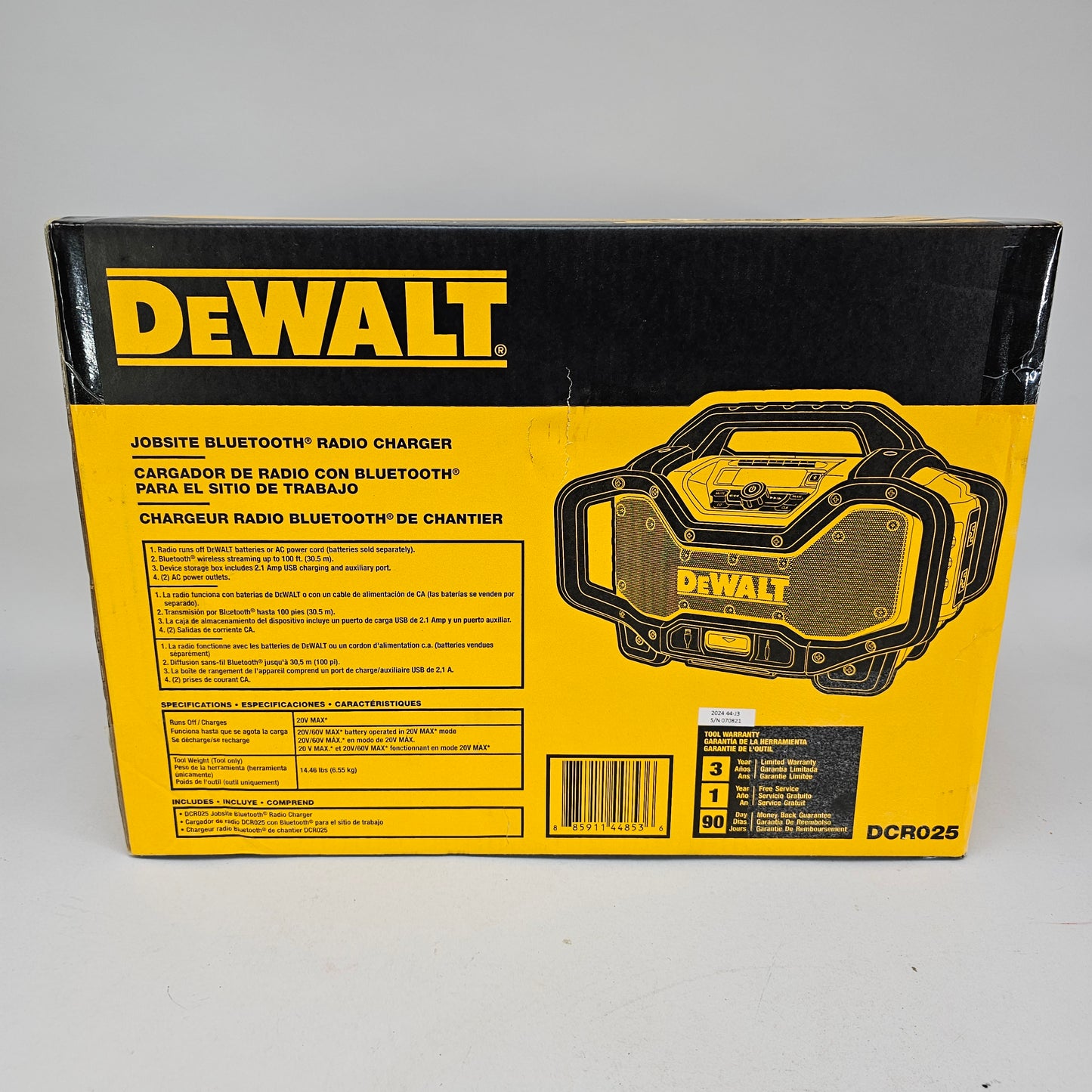 New DeWalt DCR025 20V MAX Jobsite Bluetooth Radio Charger
